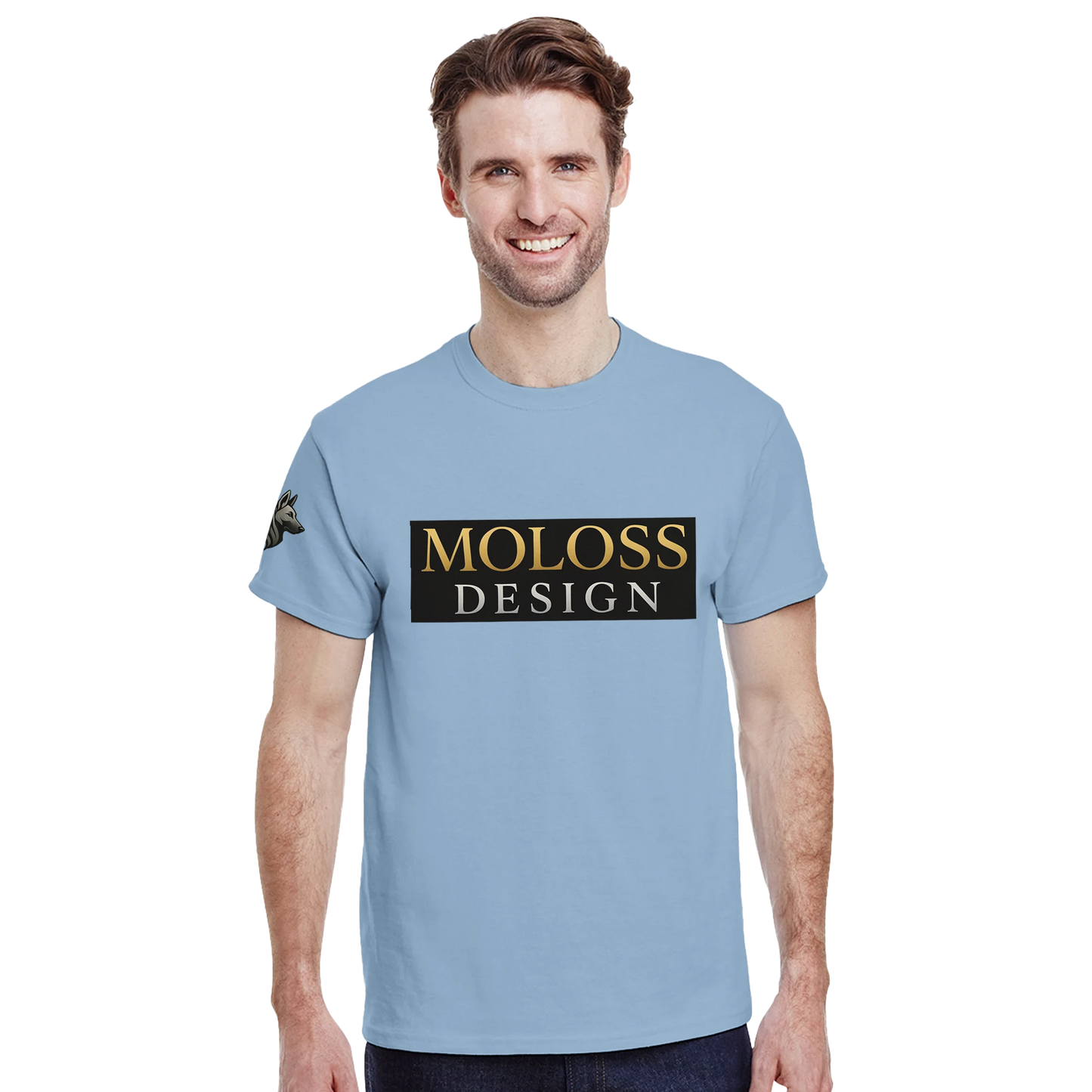 T-shirt unisexe épais ras du cou bleu logo MolossDesign