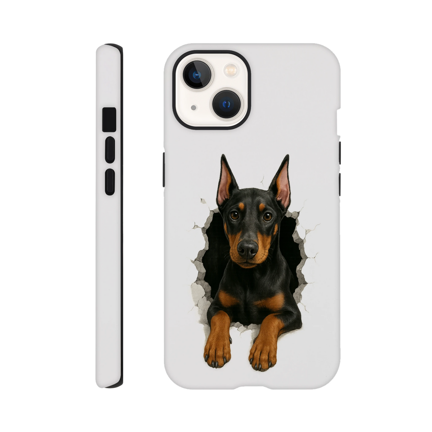 Coque résistante pour Iphone-Dobermann trou mur