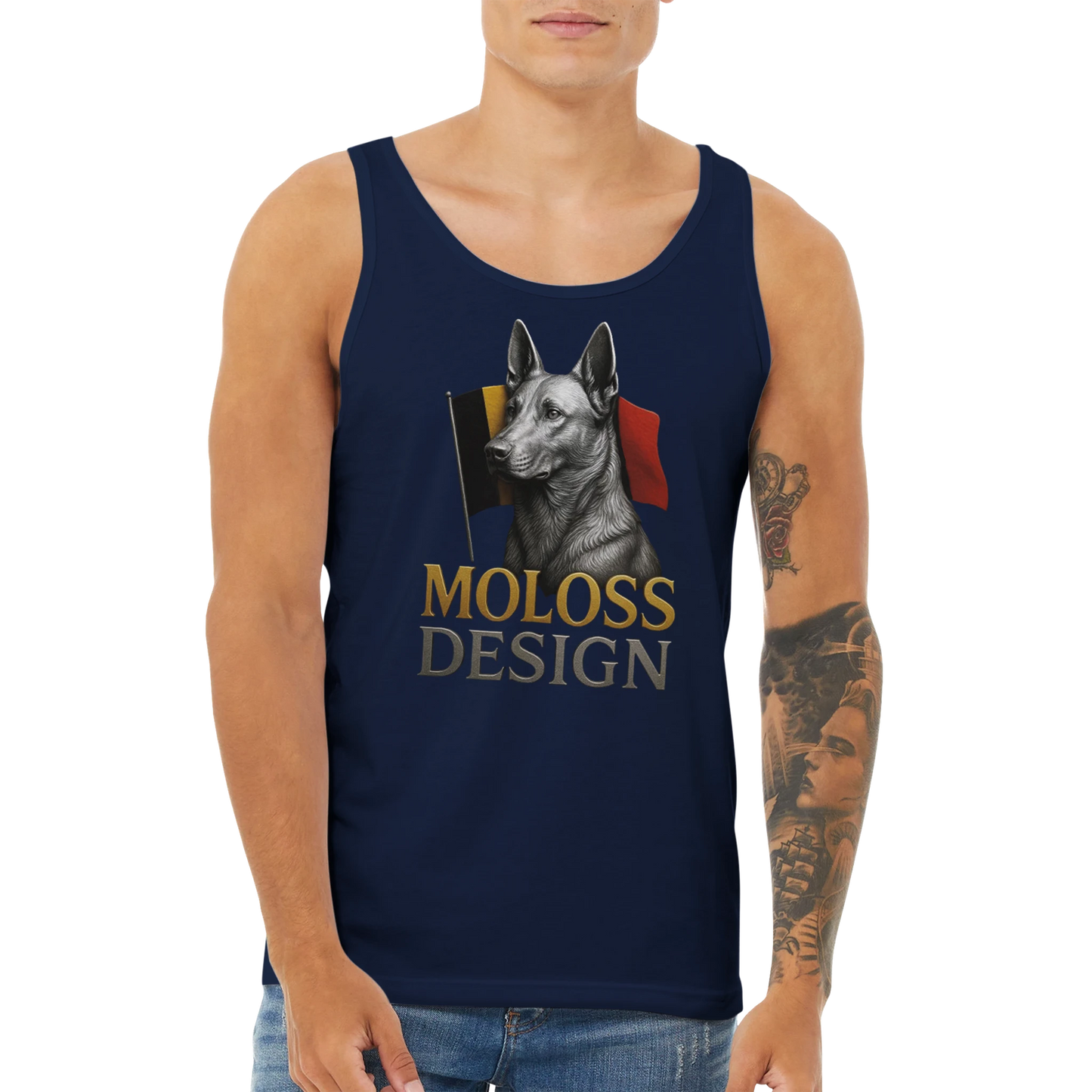 Débardeur adulte unisexe premium bleu Malinois drapeau