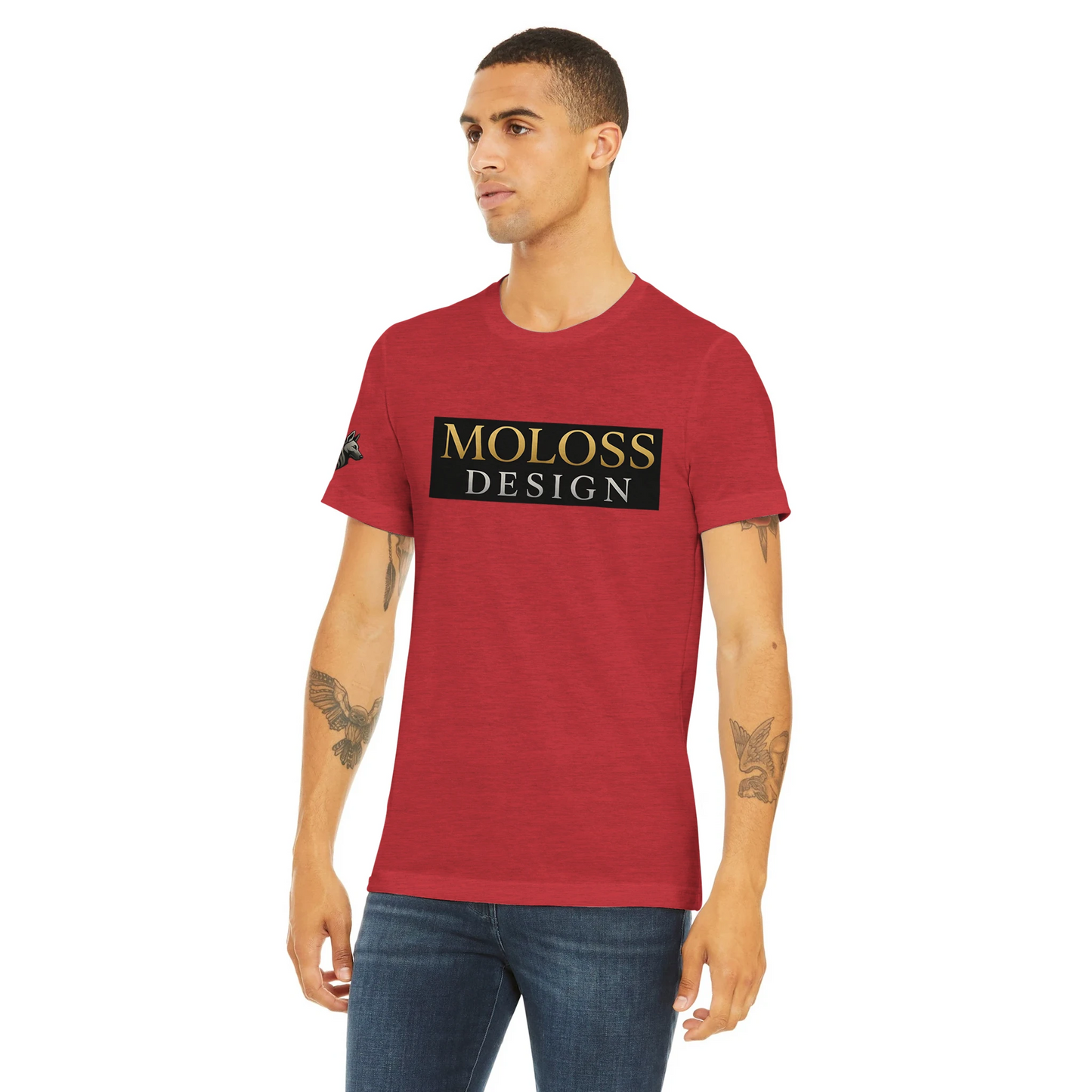 T-shirt  sport unisexe Triblend ras du cou rouge logo MolossDesign