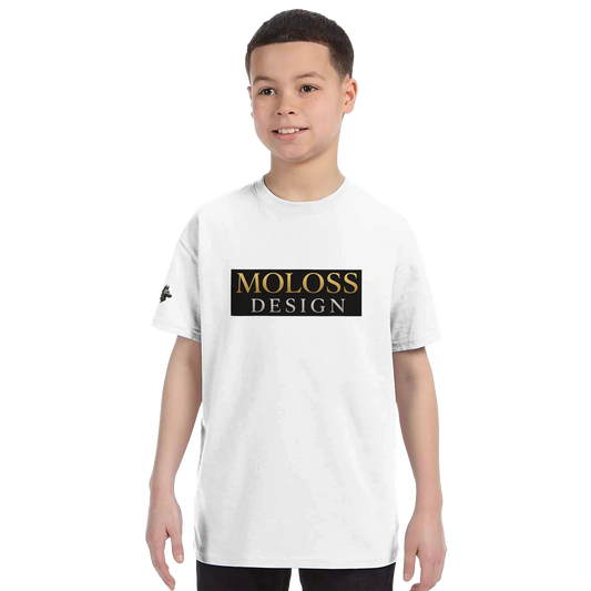 T-shirt enfant classique ras du cou MolossDesign avec logo sur manche droite MolossDesign