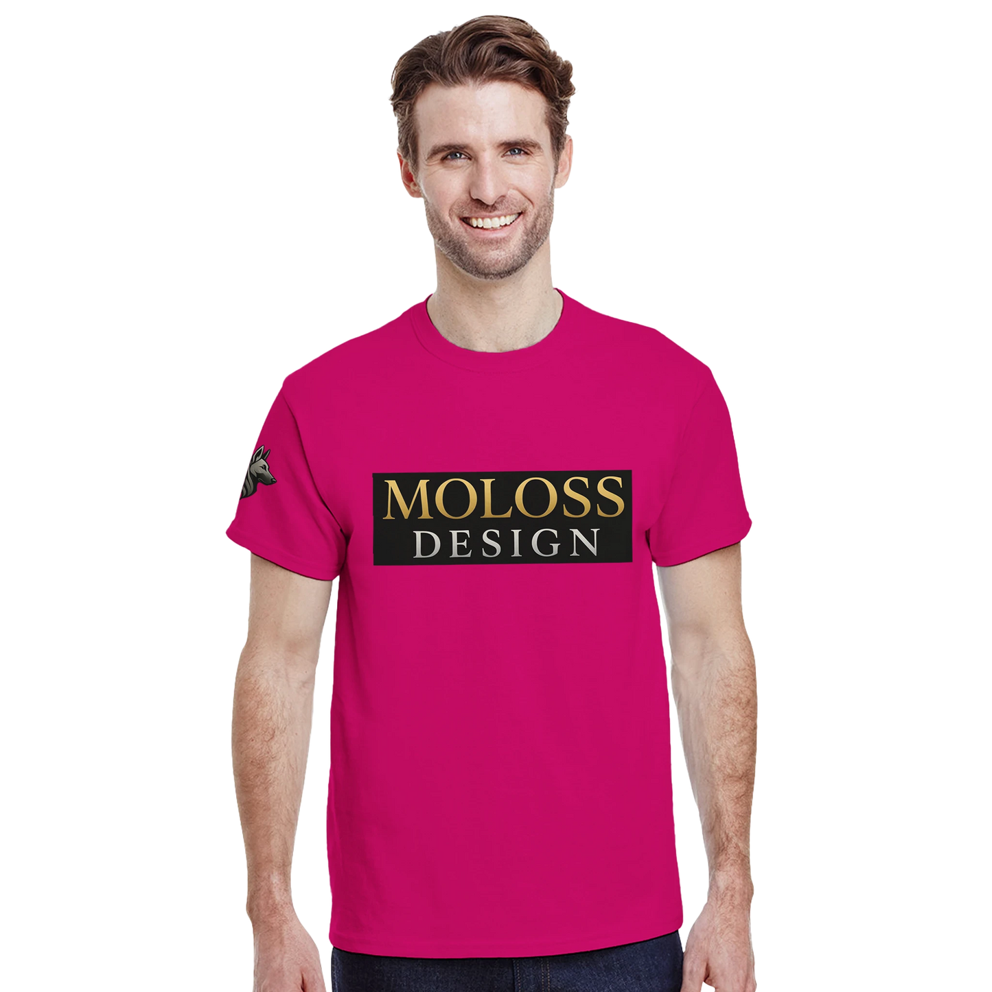 T-shirt unisexe épais ras du cou fuchsia logo MolossDesign