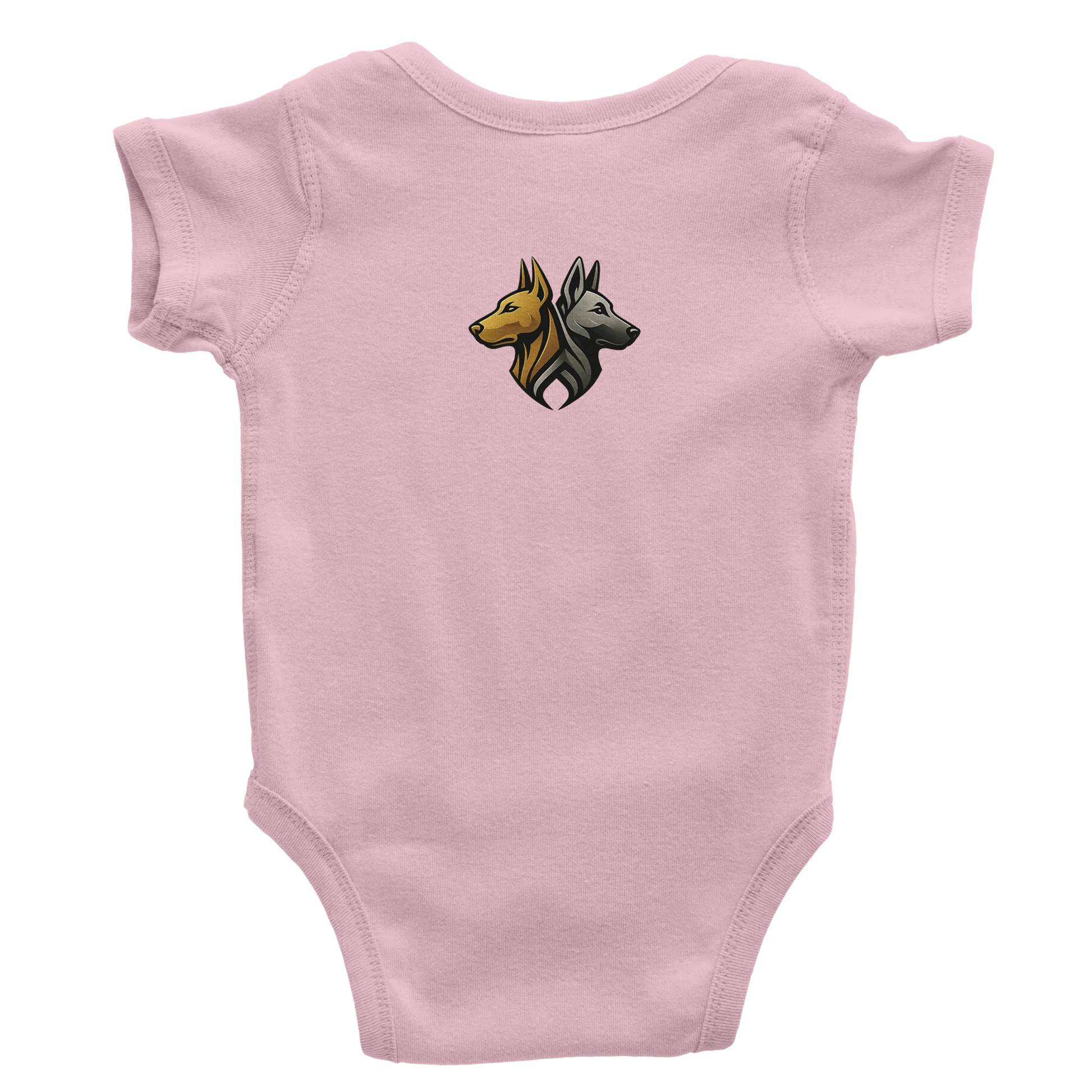 Grenouillère bébé classique à manches courtes Cane Corso humour 1 avec logo sur le dos MolossDesign