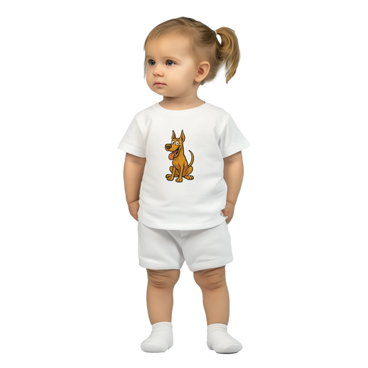T-shirt bébé blanc coton manches courtes Dobermann