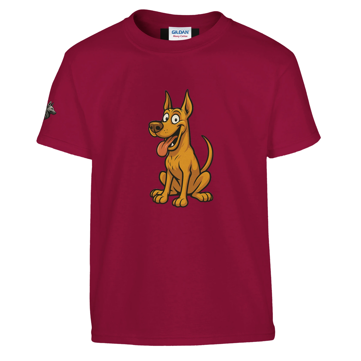 T-shirt enfant classique ras du cou Dobermann humour2 avec logo sur manche droite MolossDesign