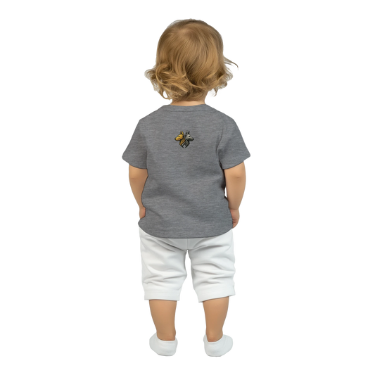 T-shirt bébé gris coton manches courtes Dobermann arc en ciel logo MolossDesign