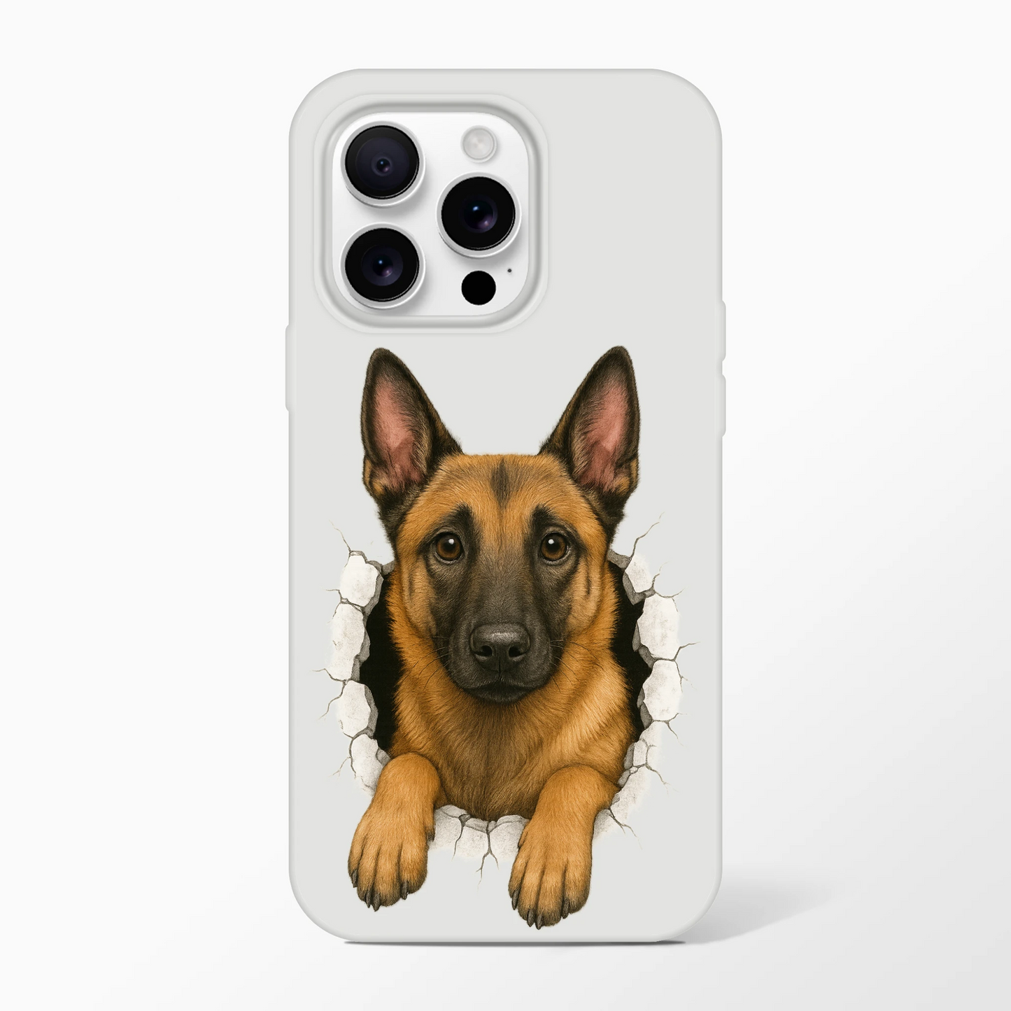 Coque pour Iphone Malinois trou mur2