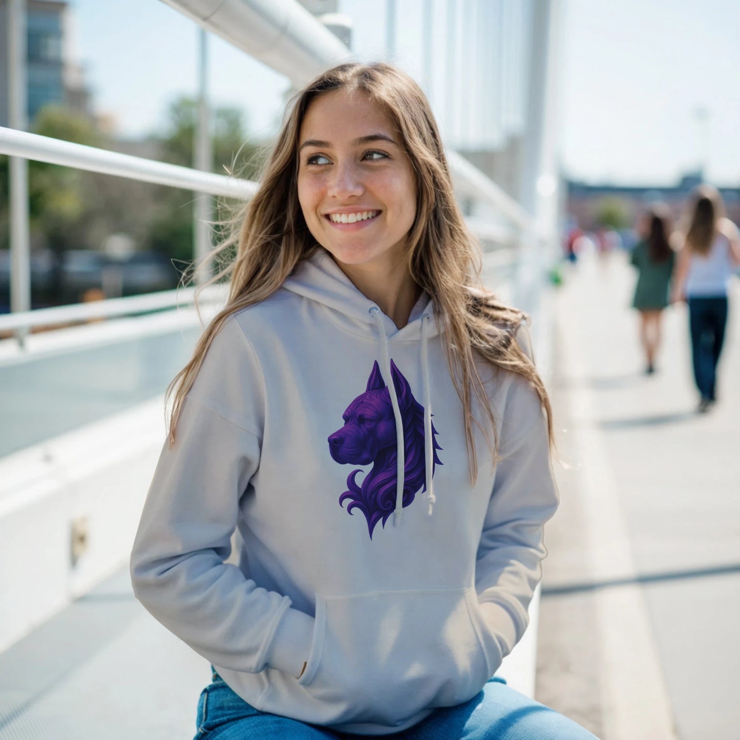 Sweat à capuche adulte unisexe classique beige tête majestueuse Cane Corso