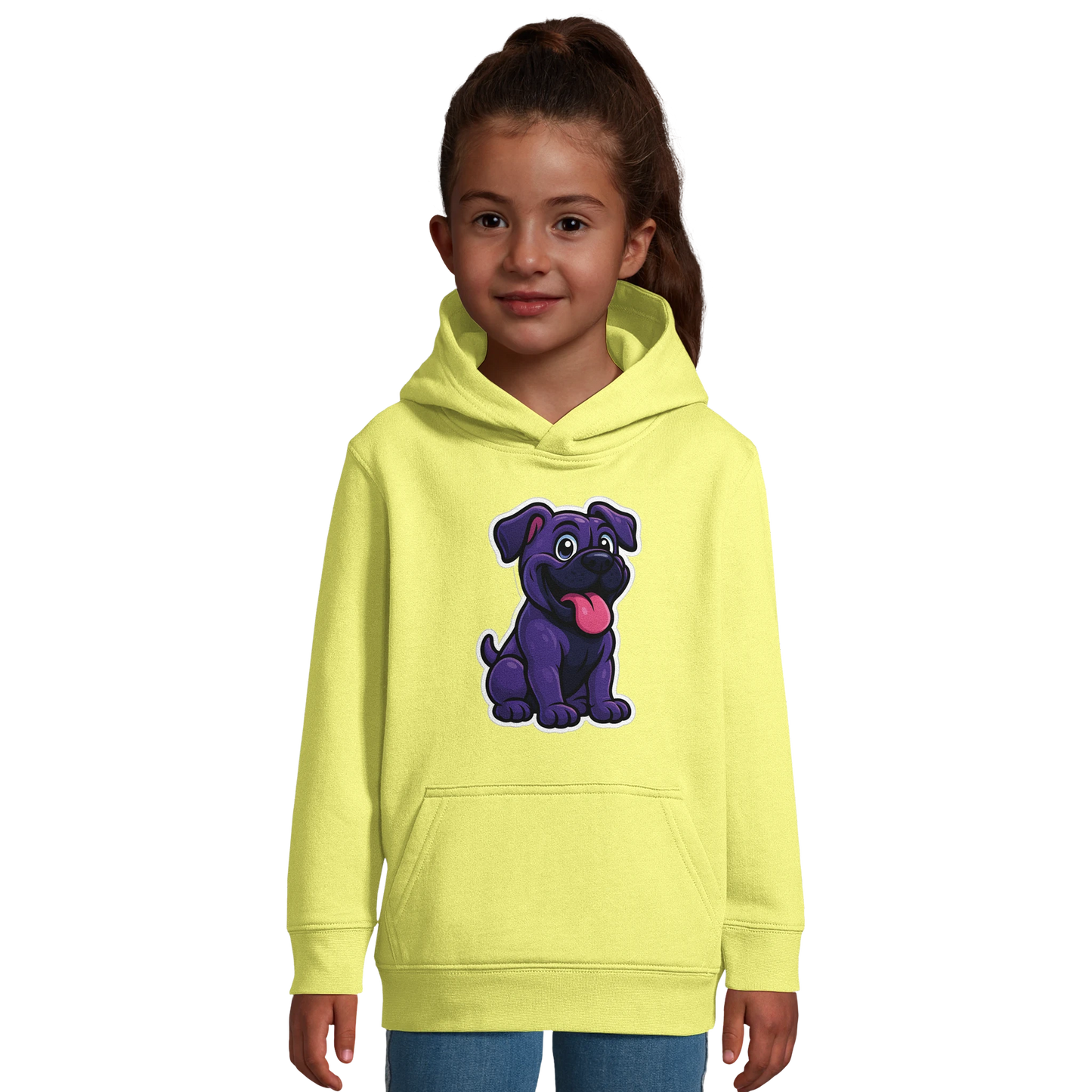 Sweat-shirt à capuche enfant jaune Cane Corso humour 