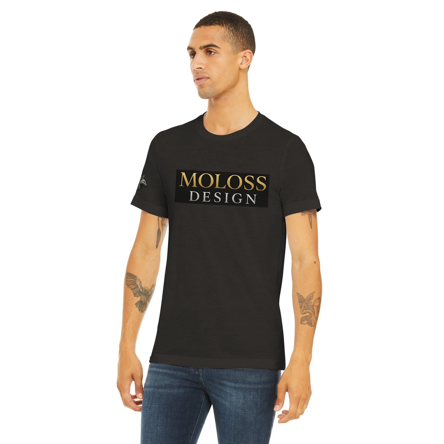 T-shirt  sport unisexe Triblend ras du cou noir logo MolossDesign