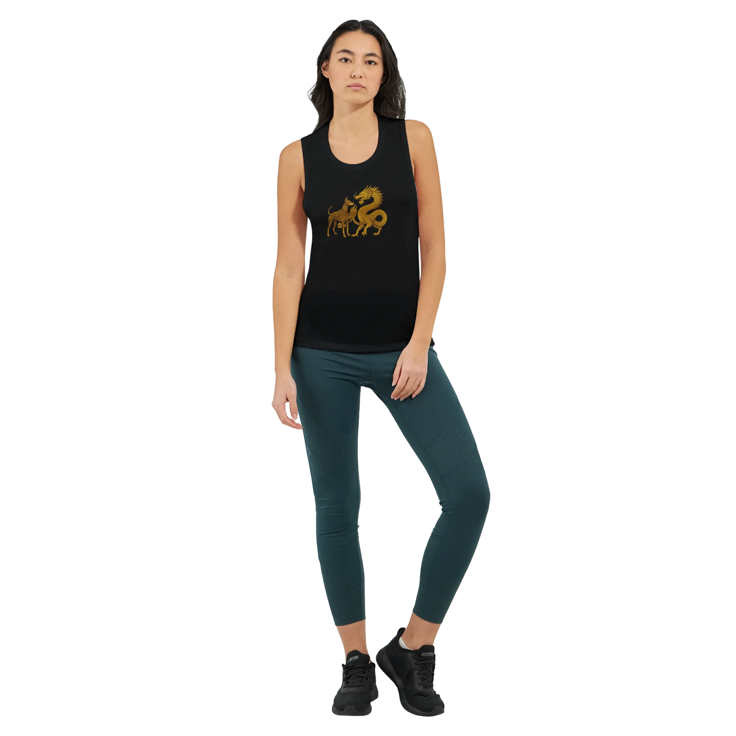 Débardeur pour femme noir Dobermann+Dragon