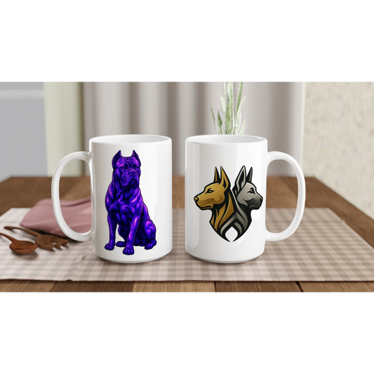 Mug en céramique blanche de 443 ml (15 oz) Cane Corso