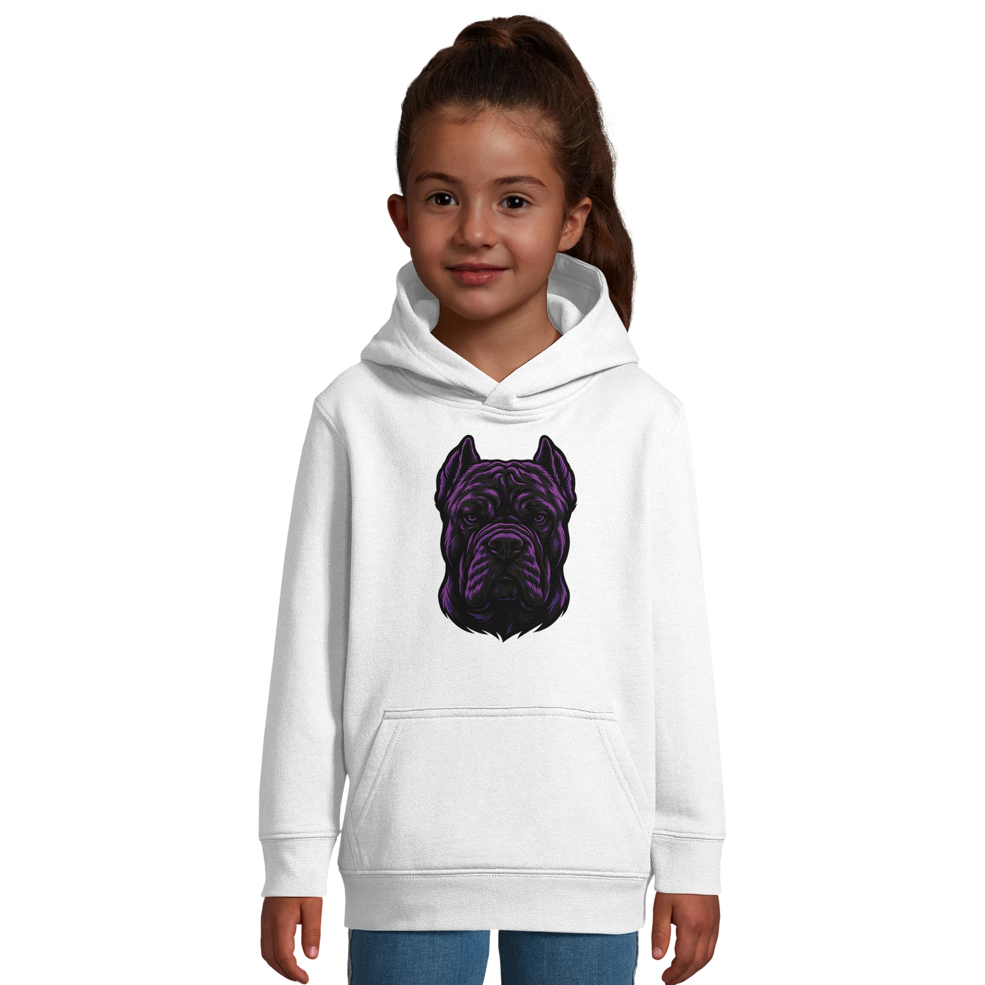 Sweat-shirt à capuche enfant blanc tête Cane Corso