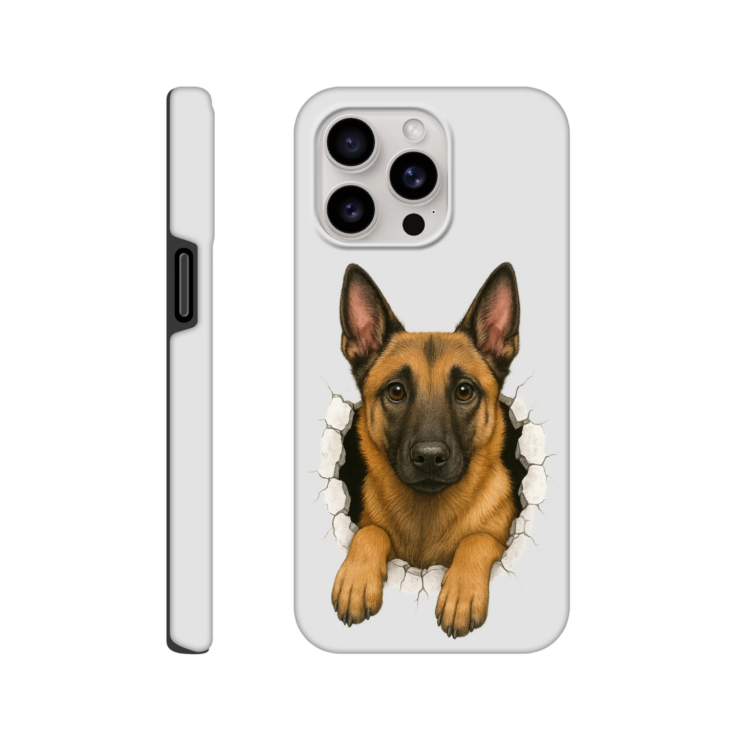 Coque résistante pour Iphone Malinois trou mur2