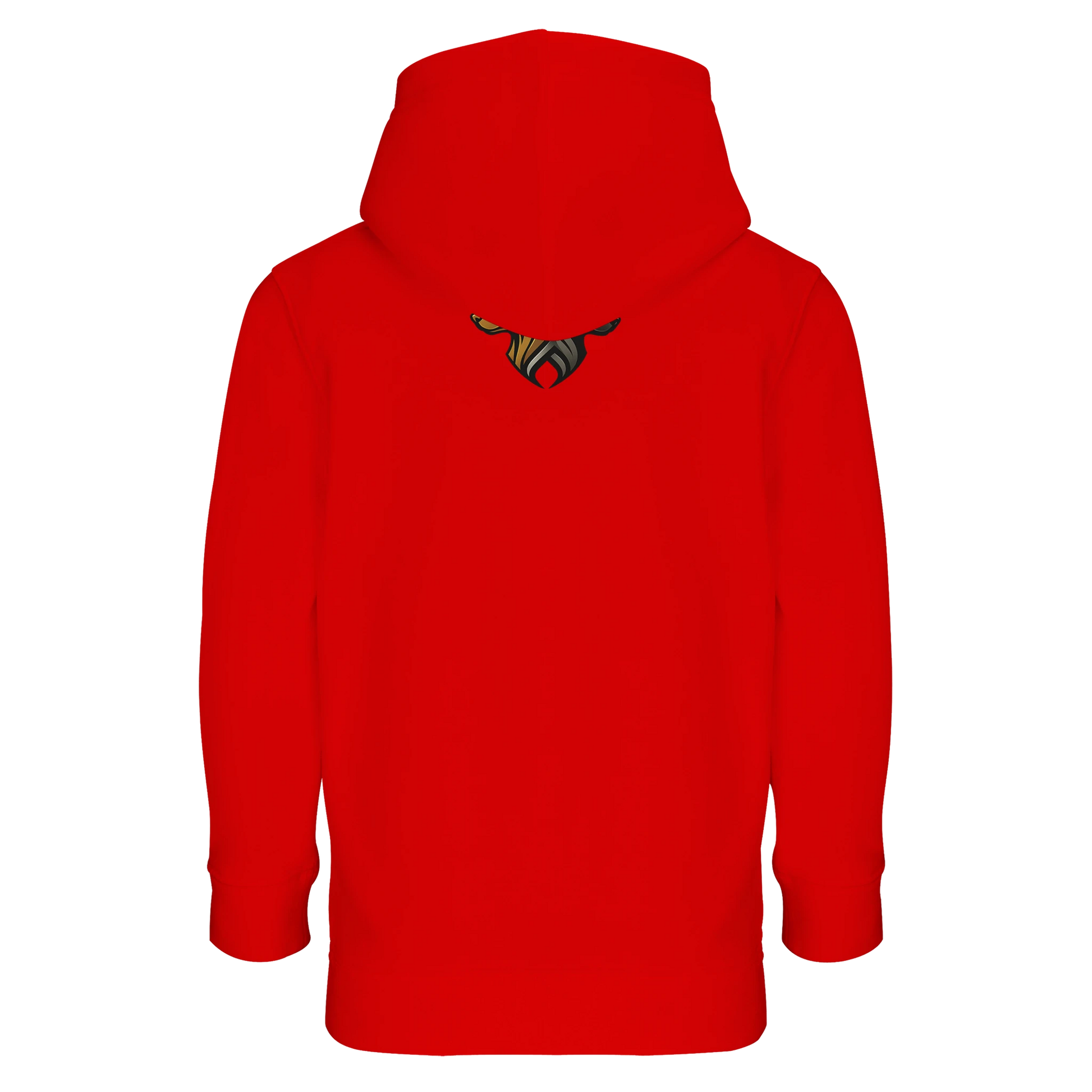 Sweat-shirt à capuche enfant mélange recyclé Tête Dobermann dorée et noire1 avec logo sur le dos MolossDesign