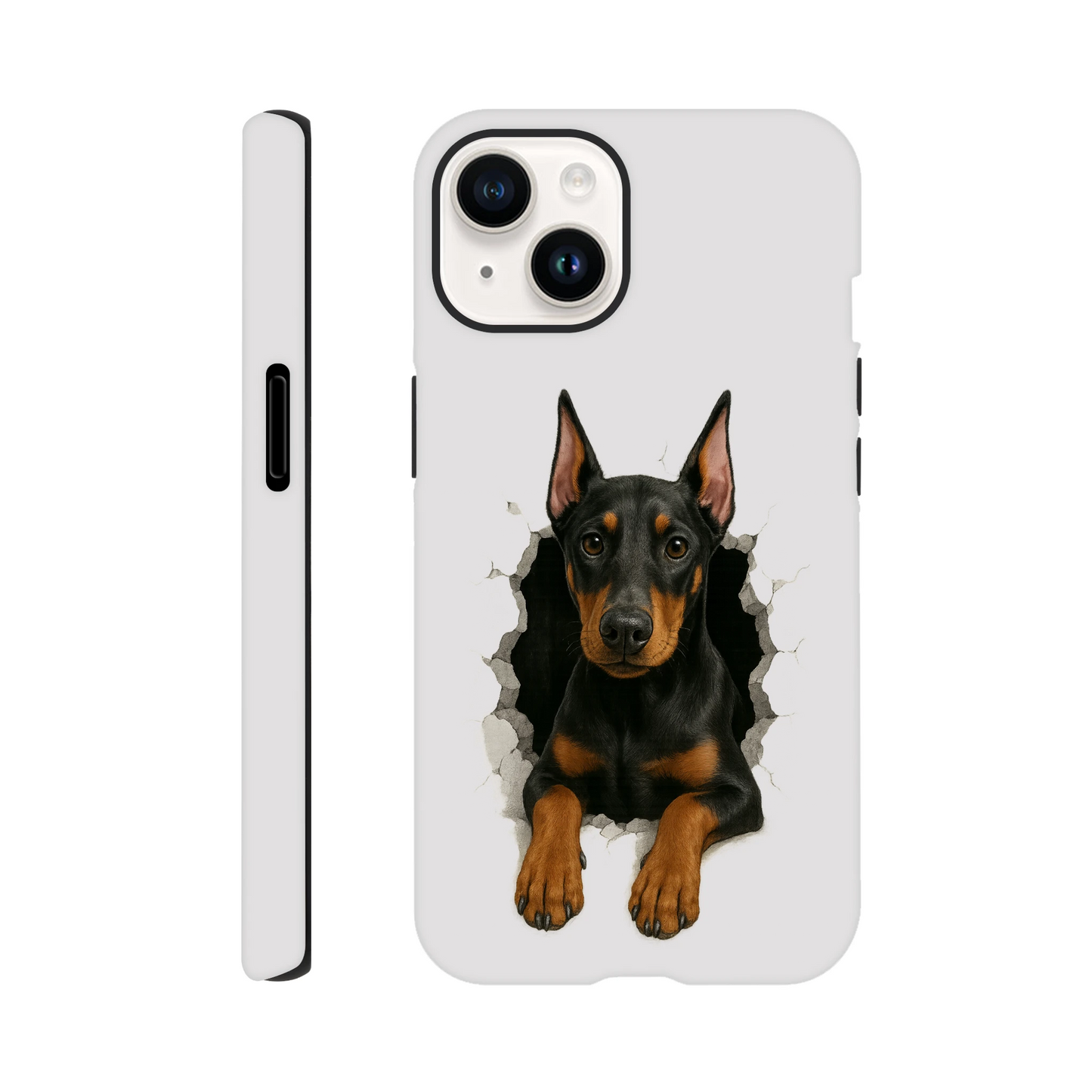 Coque résistante pour Iphone-Dobermann trou mur