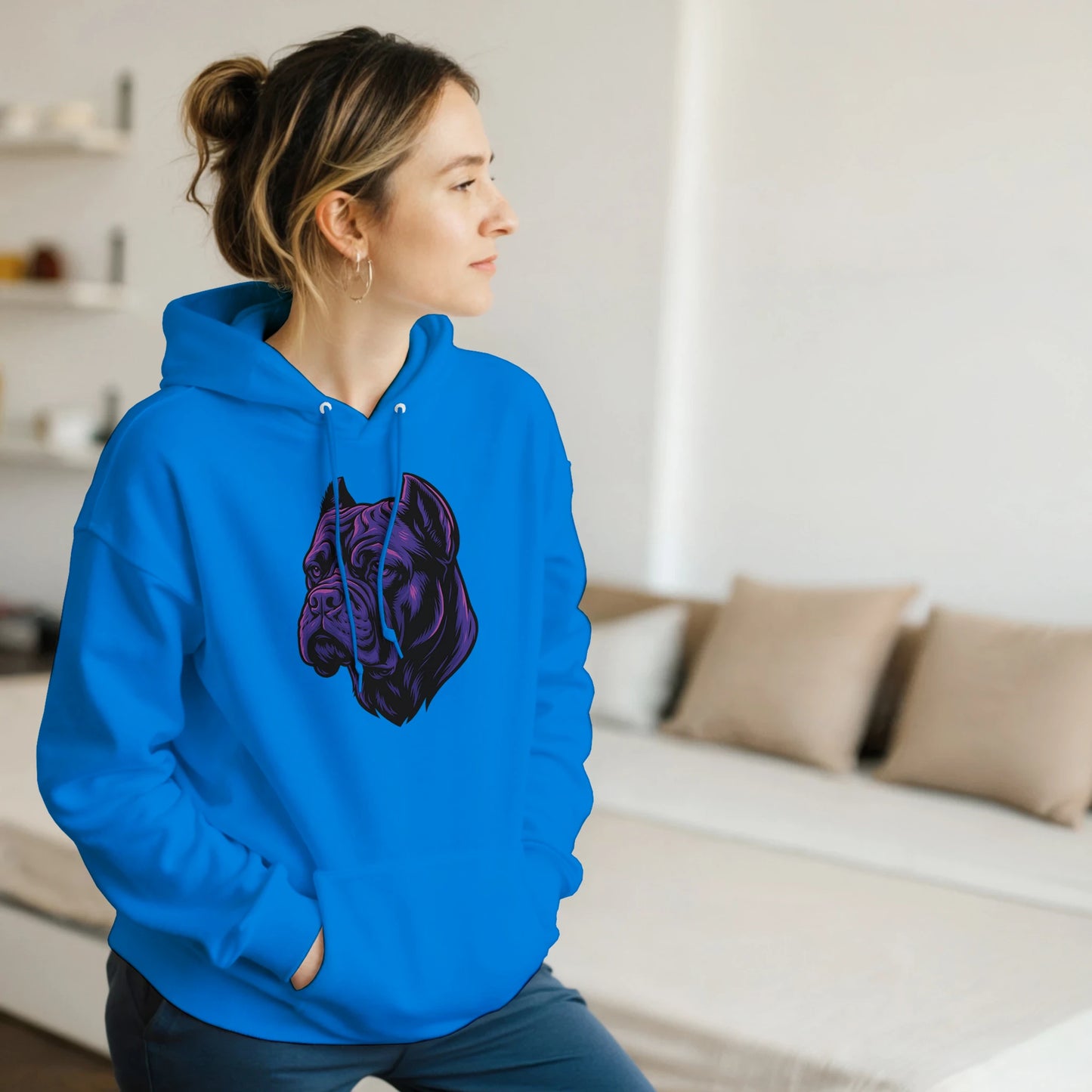  Sweat à capuche adulte unisexe classique bleu tête Cane Corso