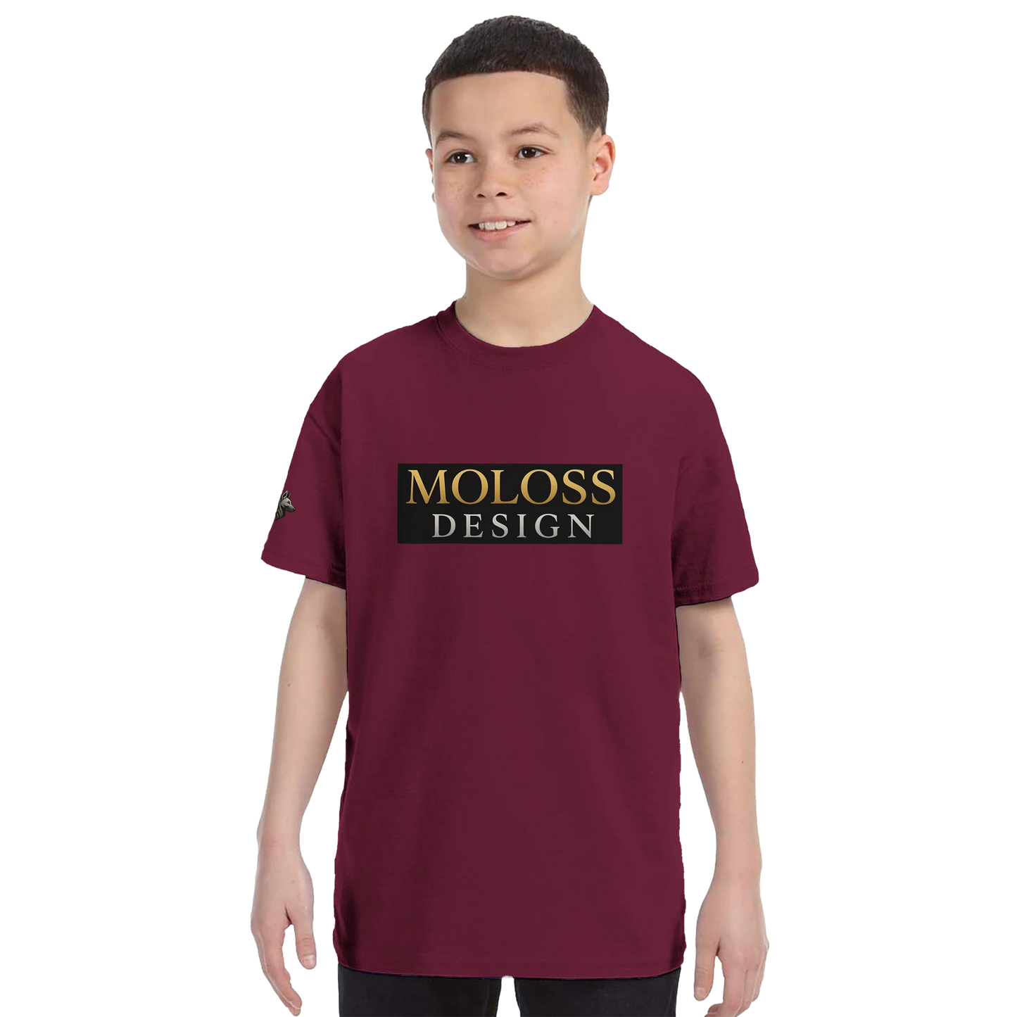 T-shirt enfant classique ras du cou MolossDesign avec logo sur manche droite MolossDesign