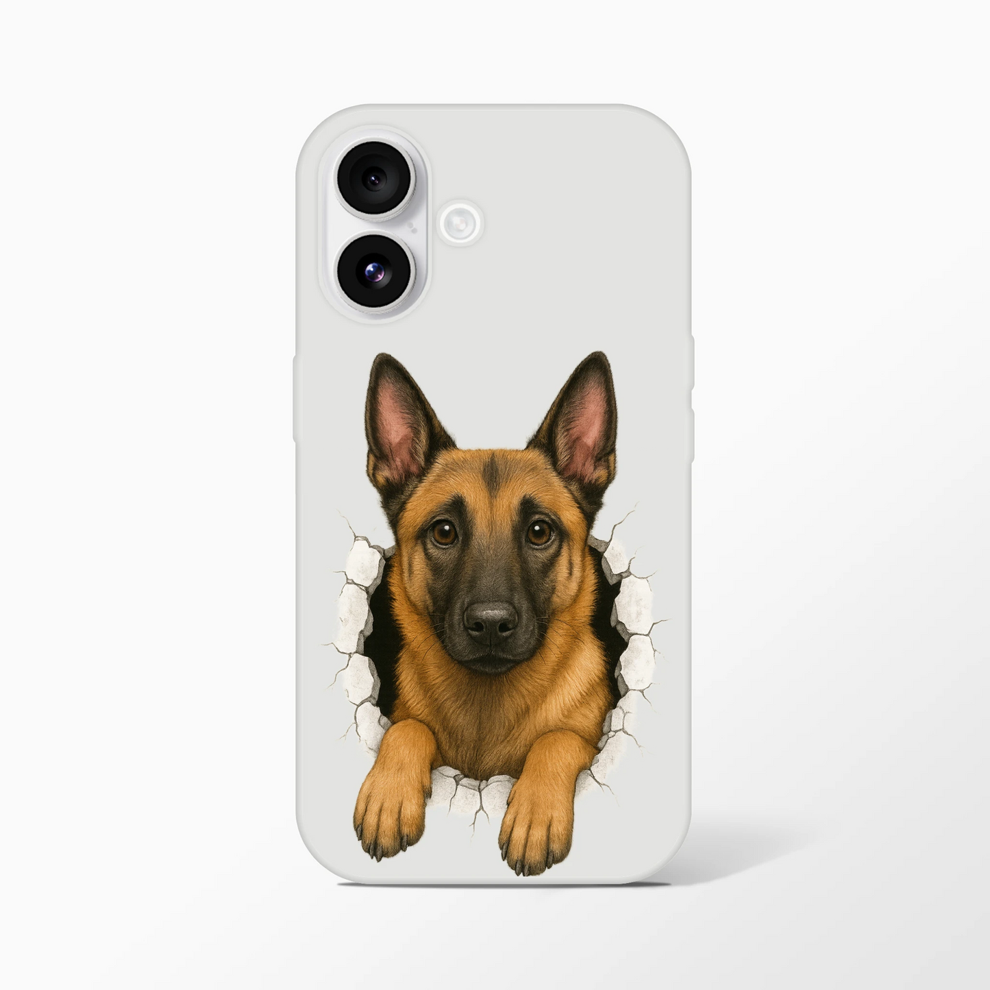 Coque pour Iphone Malinois trou mur2