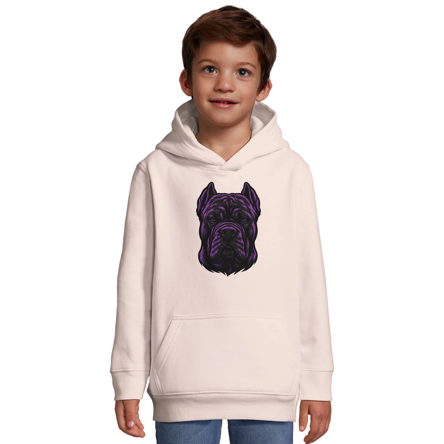 Sweat-shirt à capuche enfant blanc tête Cane Corso