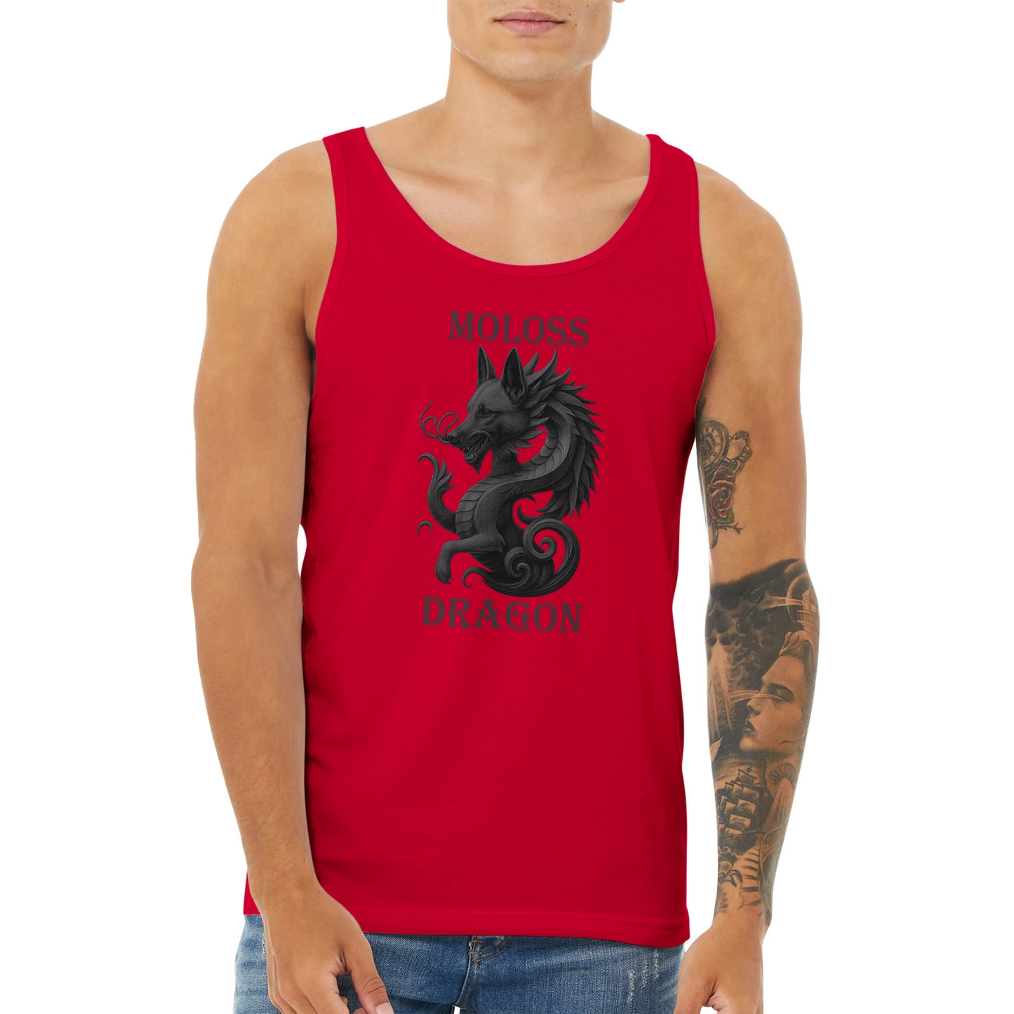 Débardeur adulte unisexe premium rouge Moloss Dragon Malinois