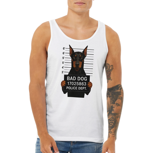 Débardeur adulte unisexe premium blanc Bad dog Dobermann