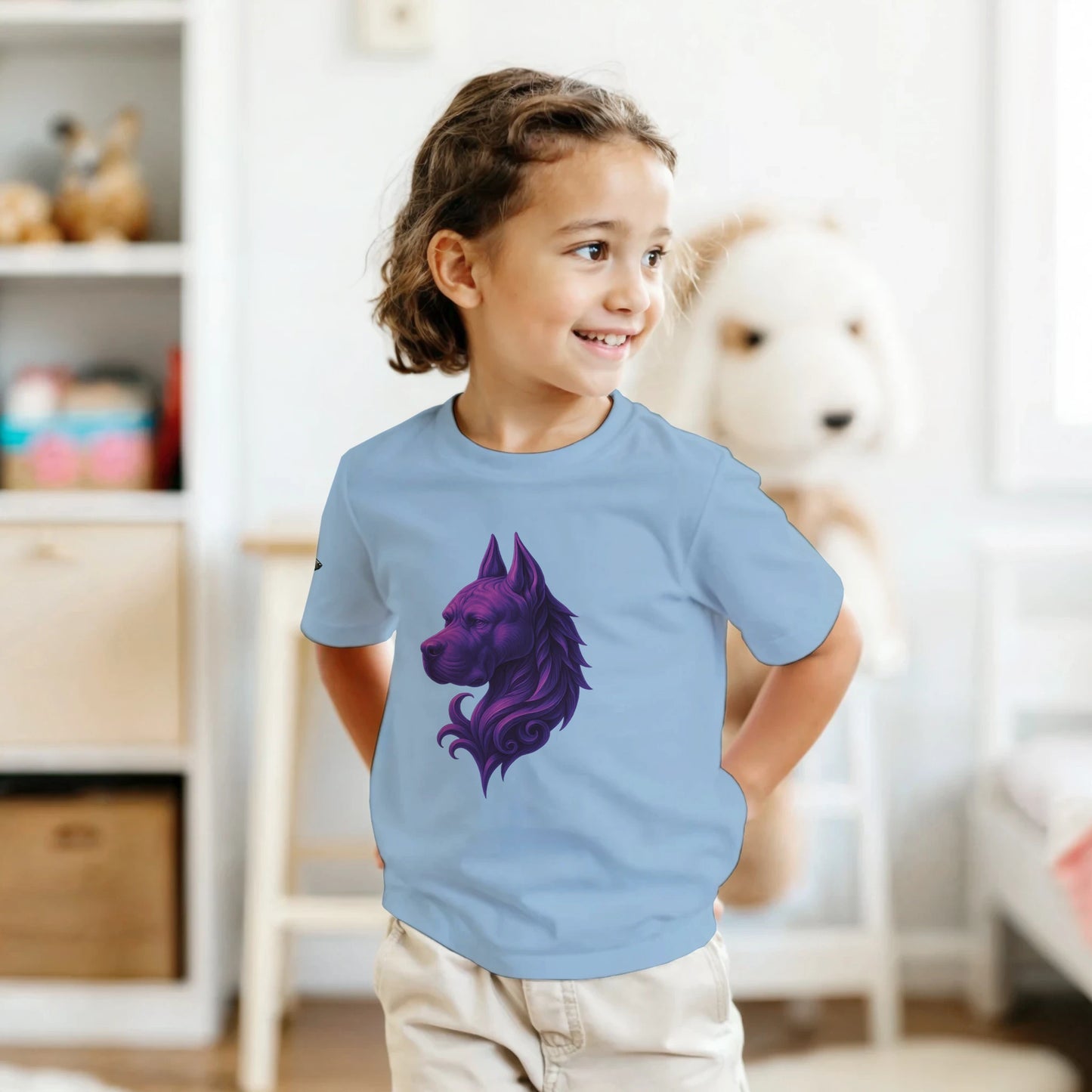 T-shirt enfant unisexe classique ras du cou bleu tête majestueuse Cane Corso