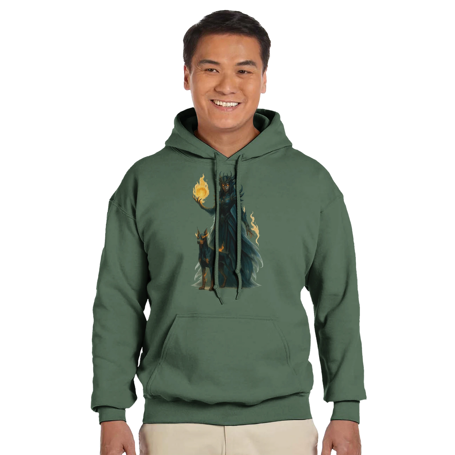 Sweat à capuche adulte unisexe classique vert Fantastique Dobermann