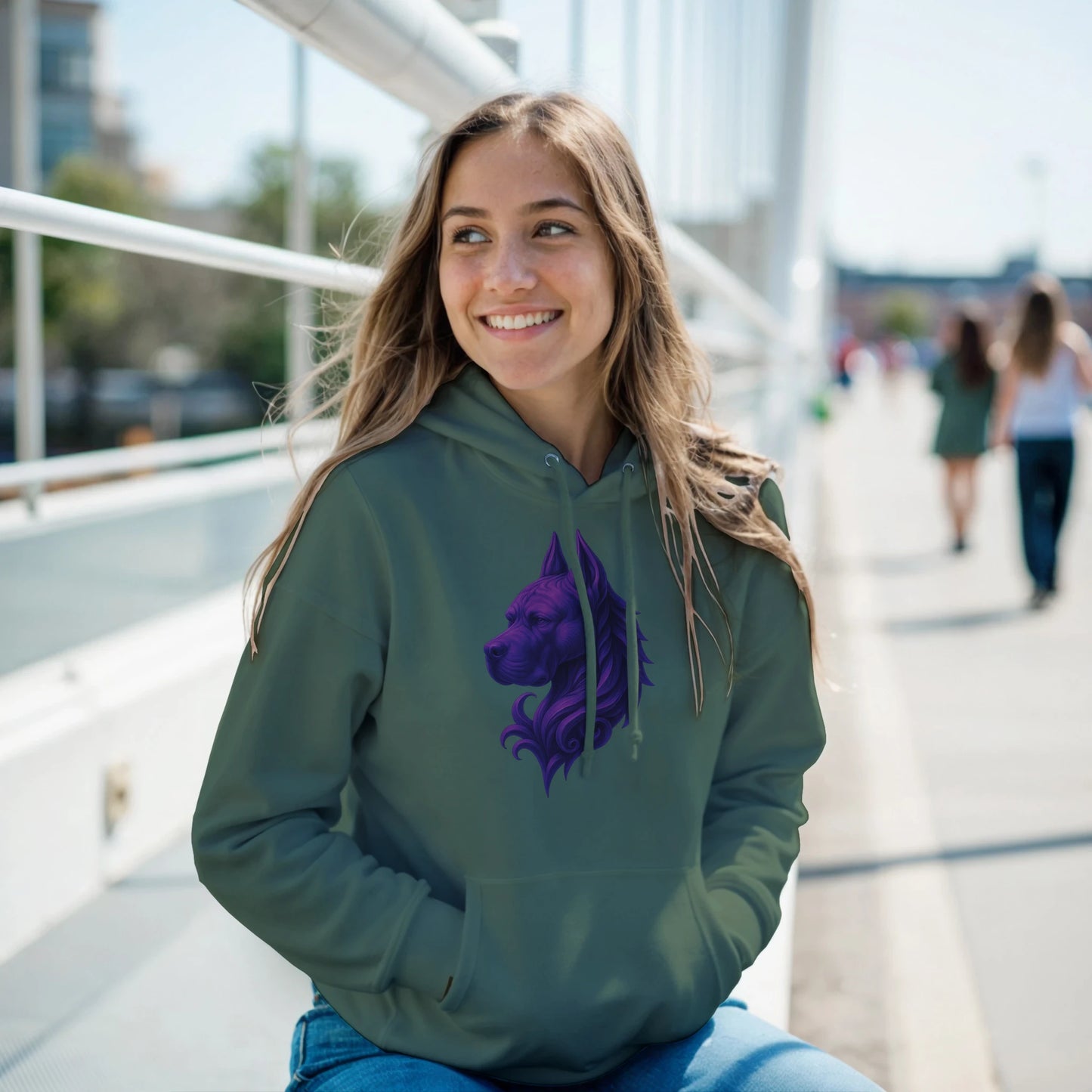 Sweat à capuche adulte unisexe classique vert tête majestueuse Cane Corso