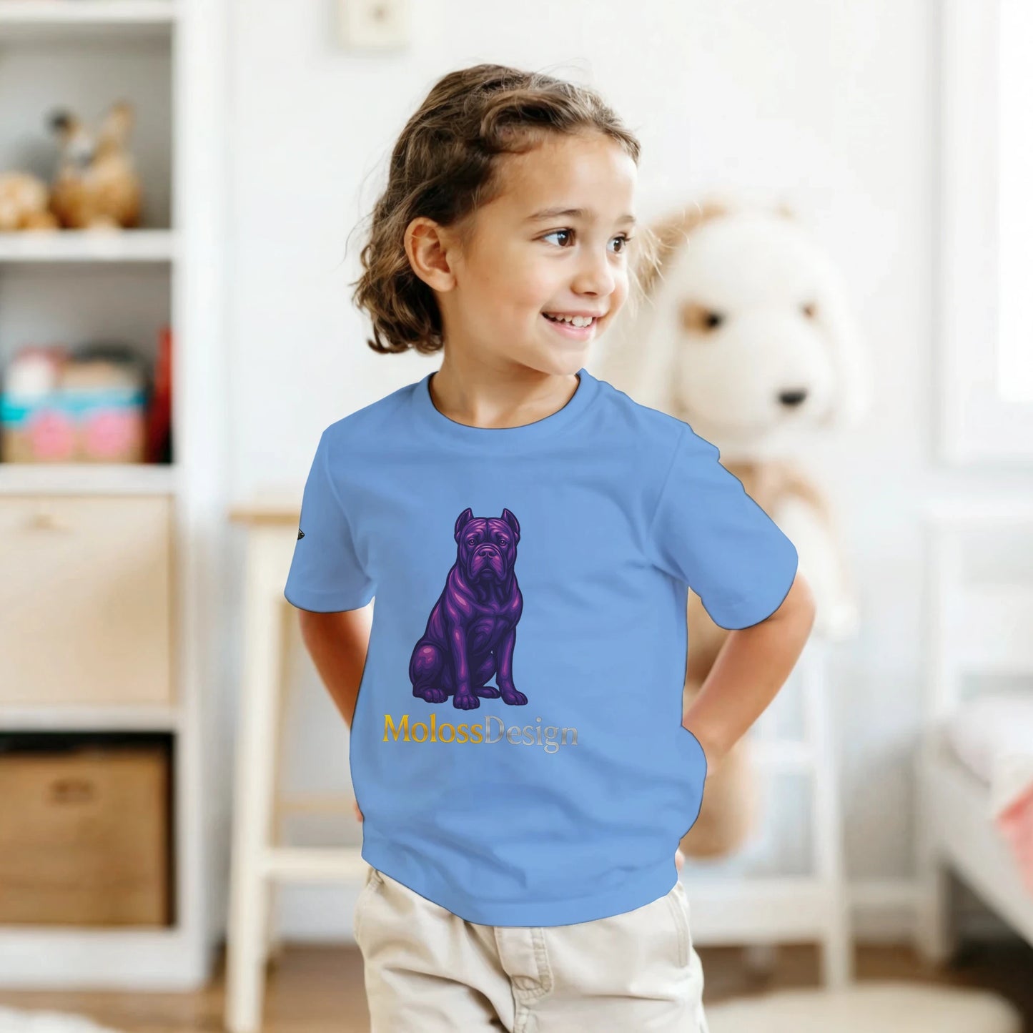 T-shirt enfant unisexe classique ras du cou bleu Cane Corso MolossDesign