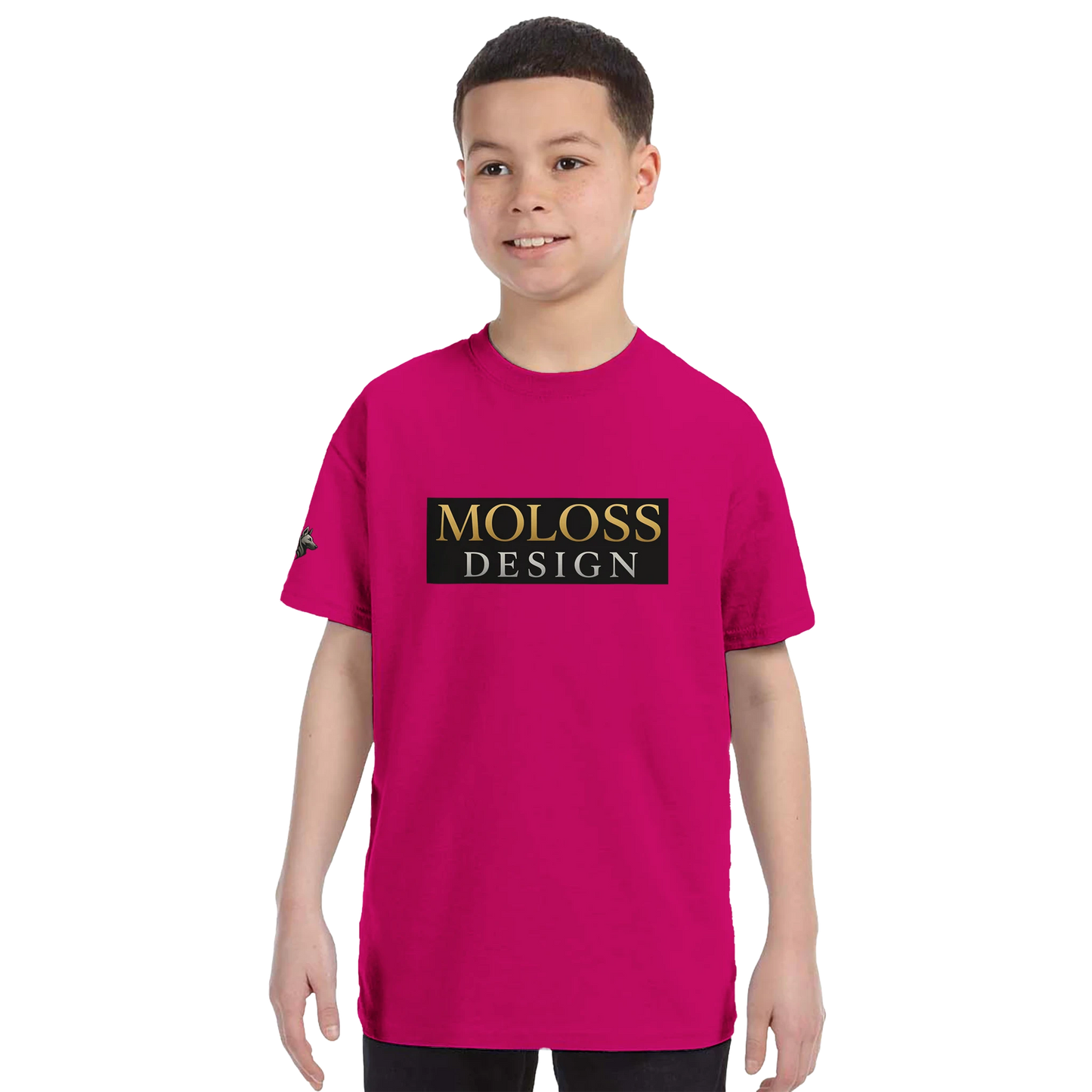 T-shirt enfant classique ras du cou MolossDesign avec logo sur manche droite MolossDesign