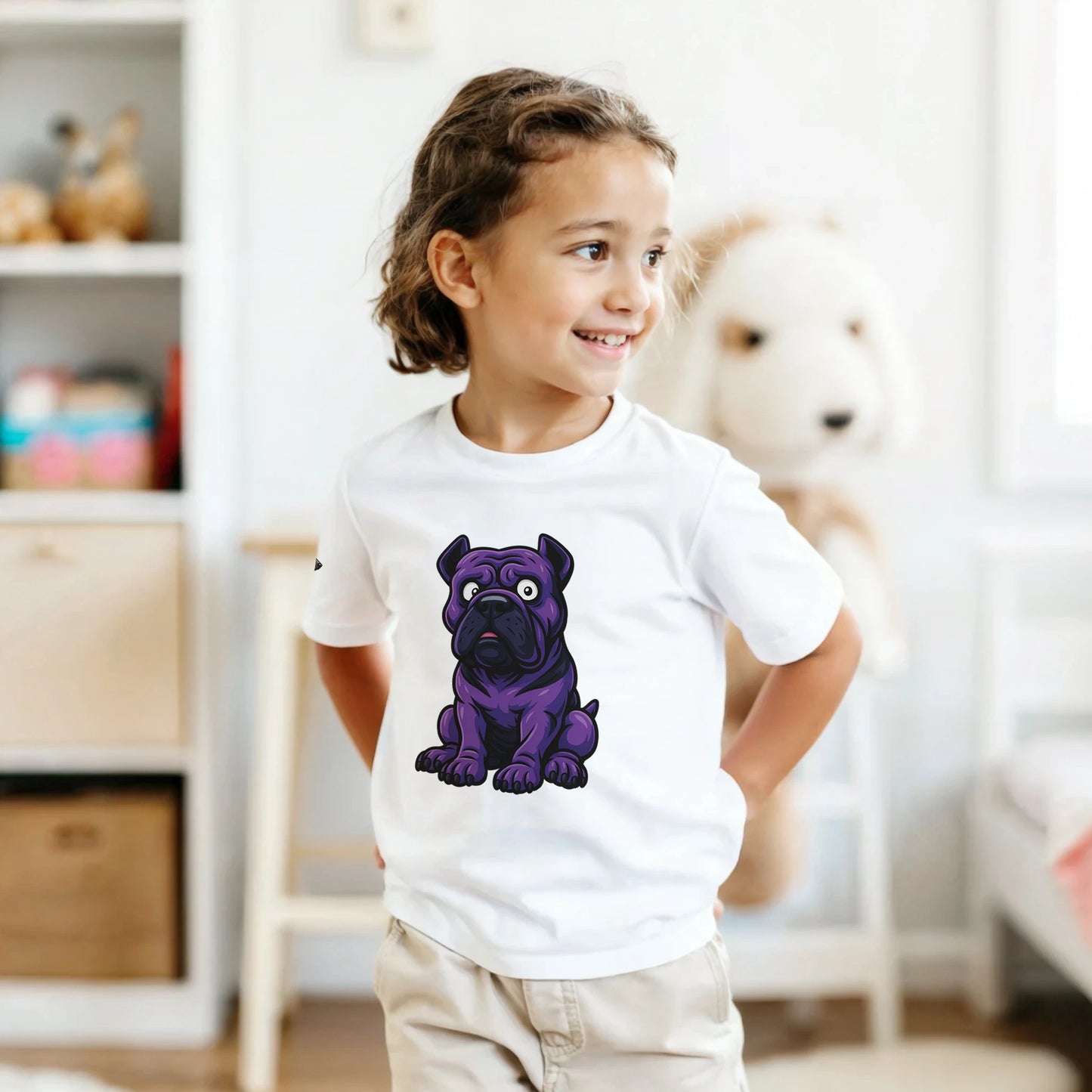 T-shirt enfant unisexe classique ras du cou blanc Cane Corso humour