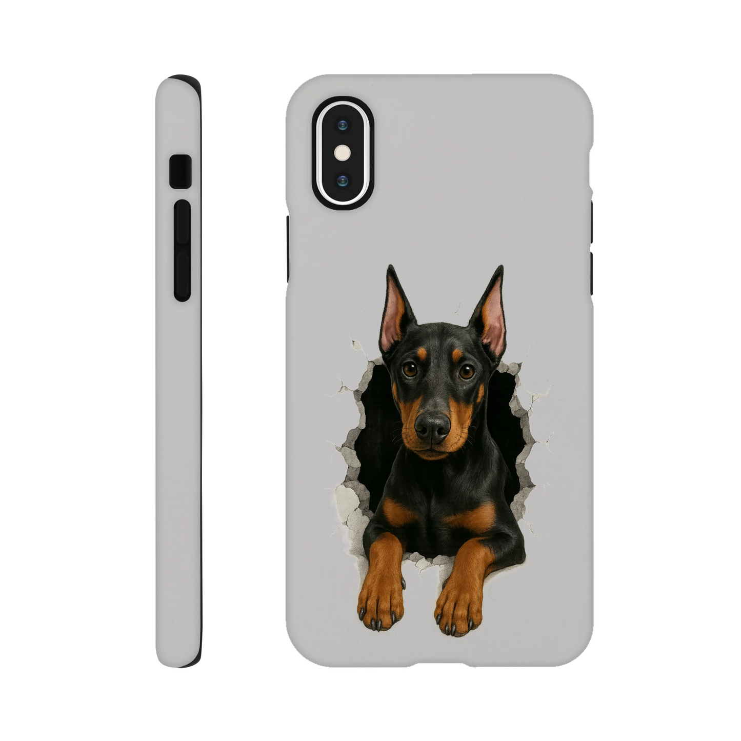 fe3Coque résistante pour Iphone-Dobermann trou mur