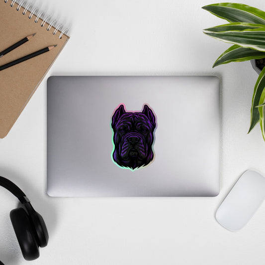 Autocollant holographique tête Cane Corso violet