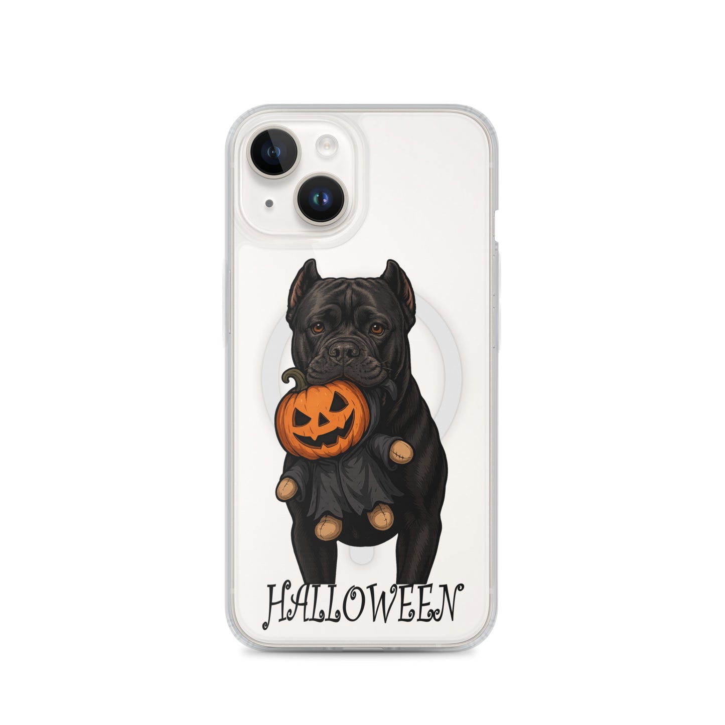 Coque transparente pour iPhone avec MagSafe Cane Corso Halloween