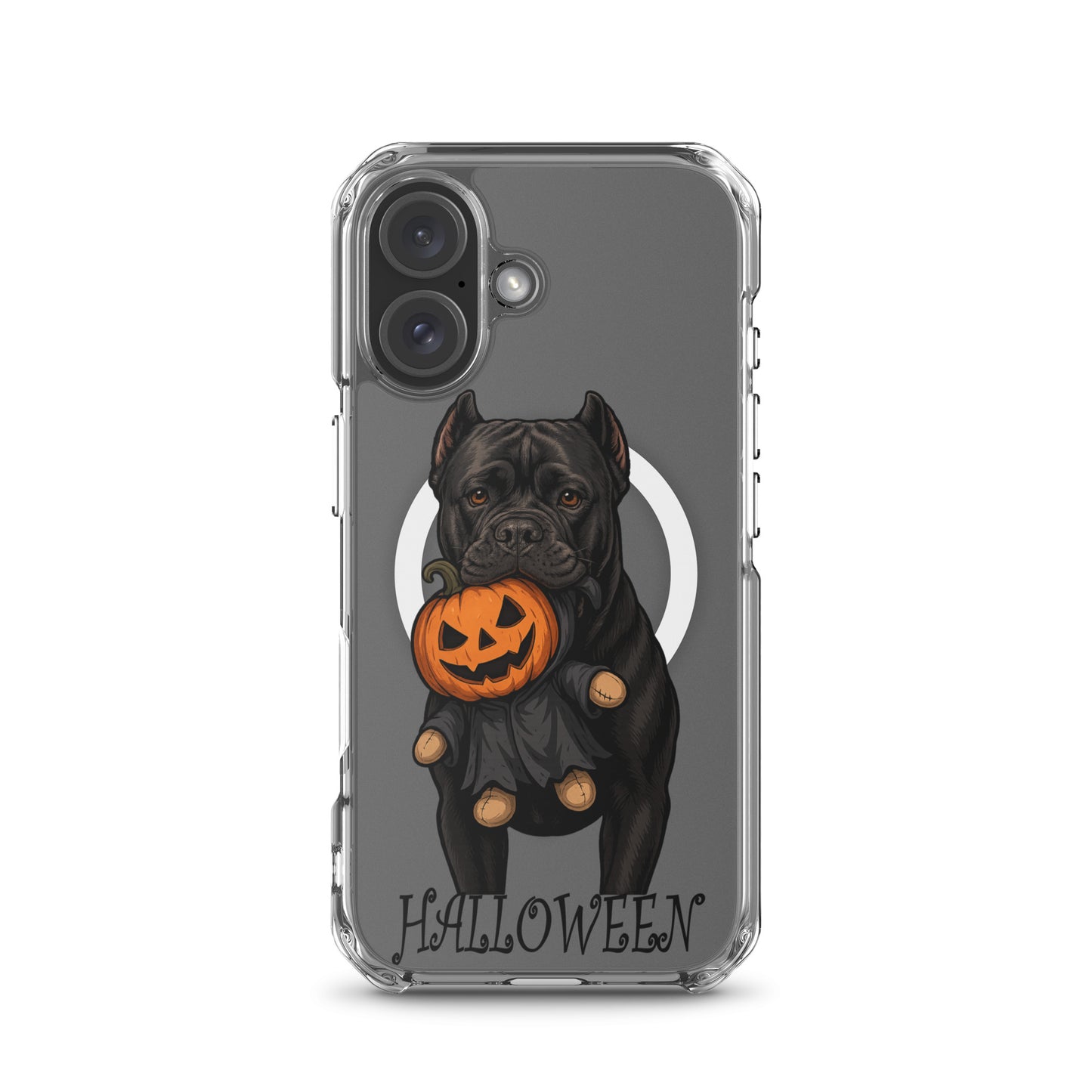 Coque transparente pour iPhone avec MagSafe Cane Corso Halloween