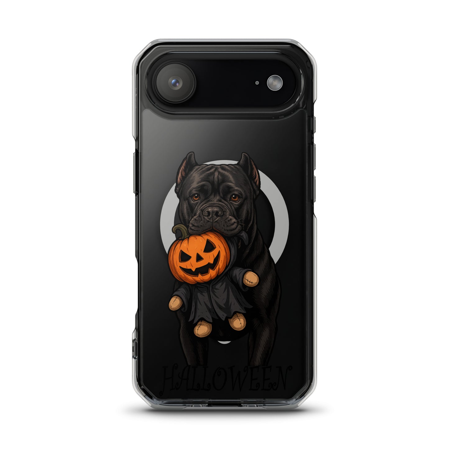 Coque transparente pour iPhone avec MagSafe Cane Corso Halloween