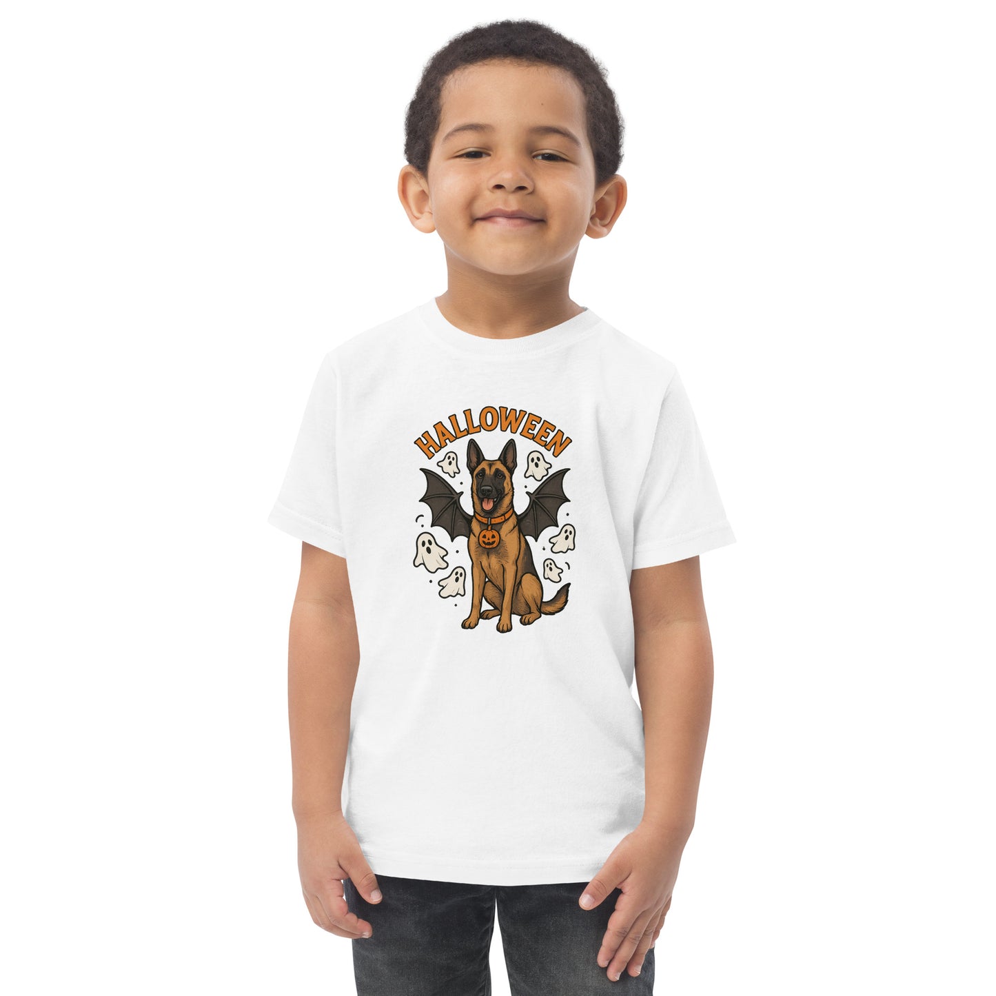 T-shirt en jersey enfant blanc Malinois Halloween