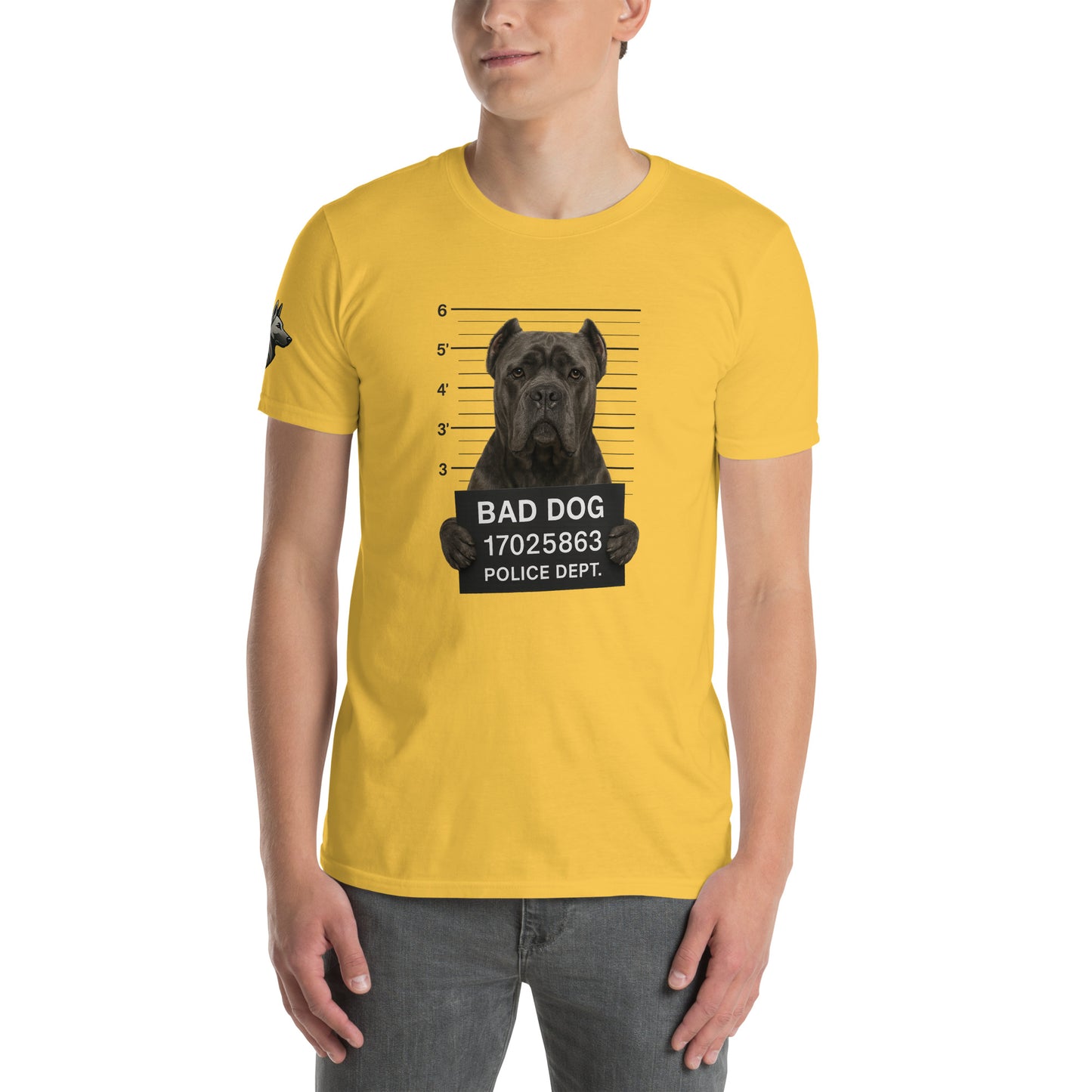 T-shirt Unisexe adulte à Manches Courtes jaune Bad Dog Cane Corso