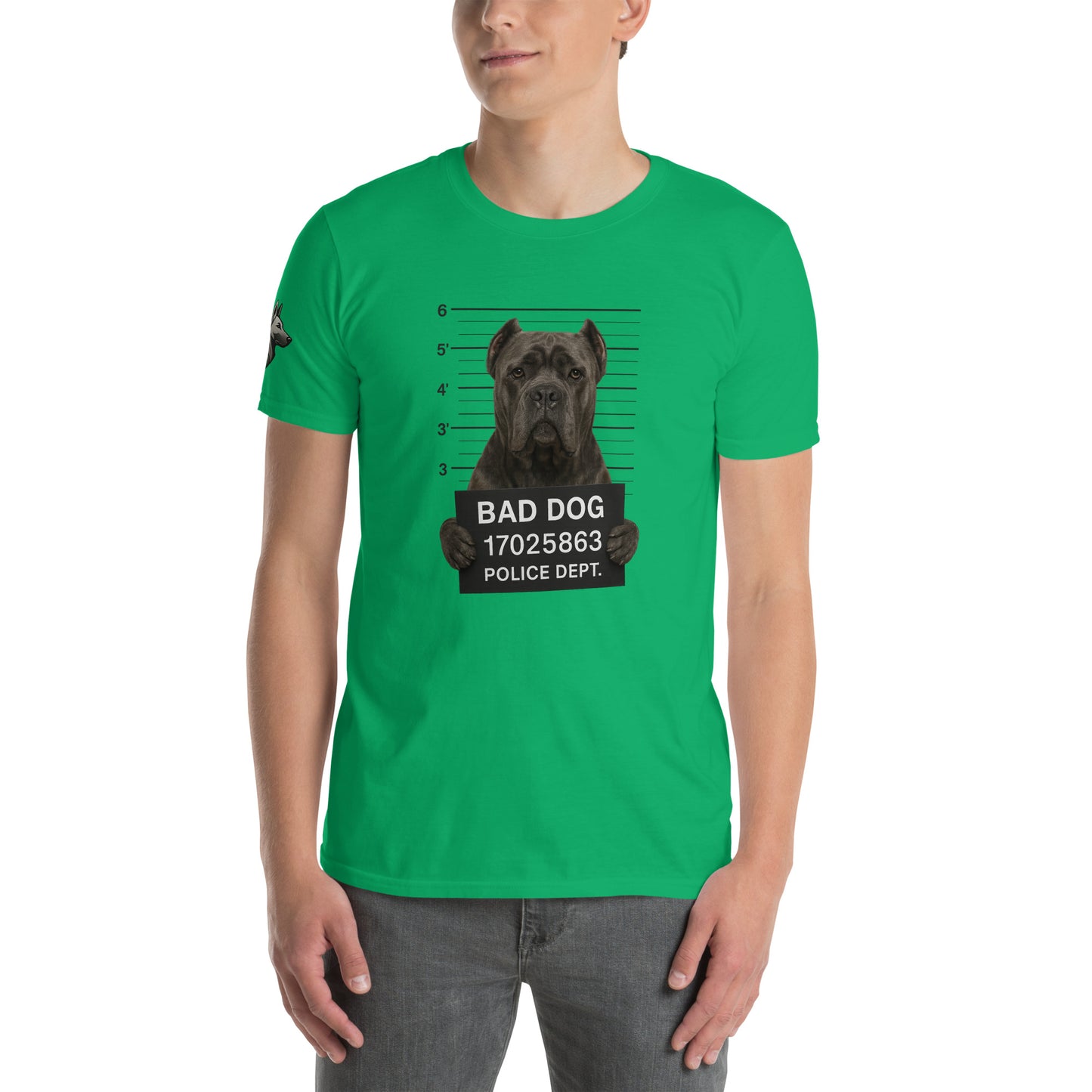 T-shirt Unisexe adulte à Manches Courtes vert Bad Dog Cane Corso