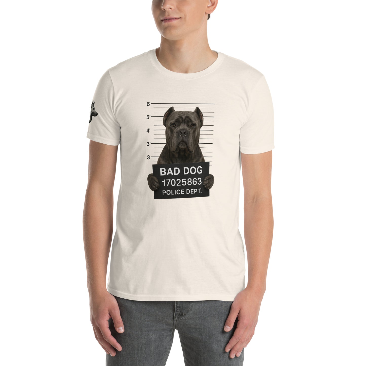 T-shirt Unisexe adulte à Manches Courtes beige Bad Dog Cane Corso