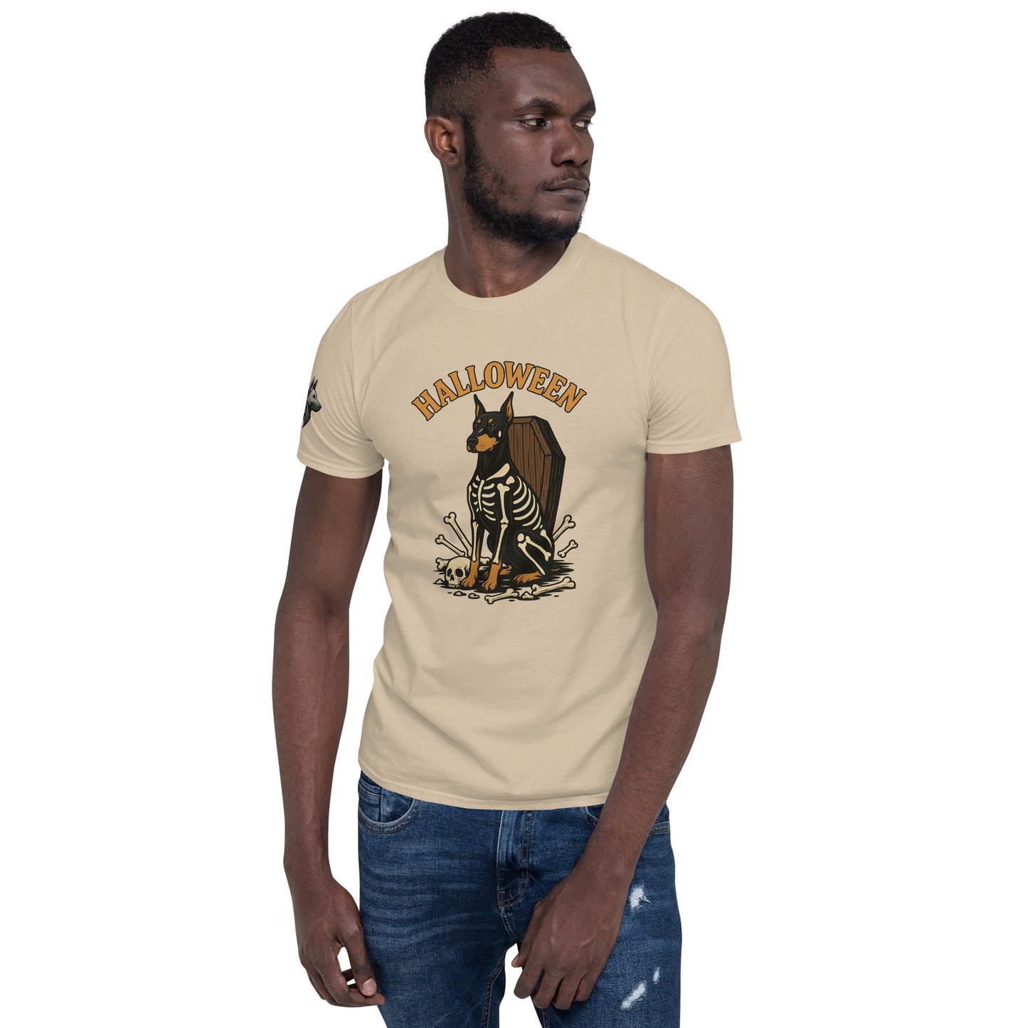 T-shirt Unisexe adulte sable Dobermann Halloween
