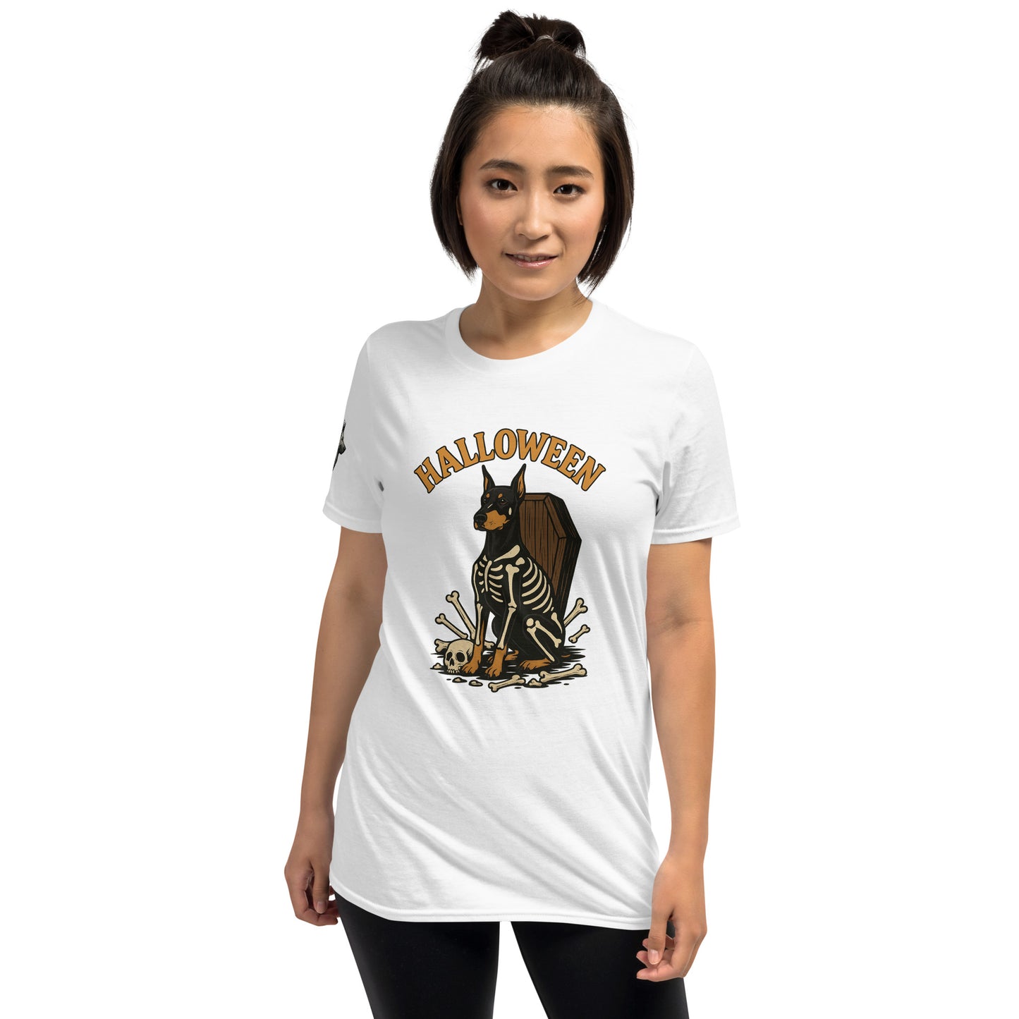 T-shirt Unisexe adulte blanc Dobermann Halloween