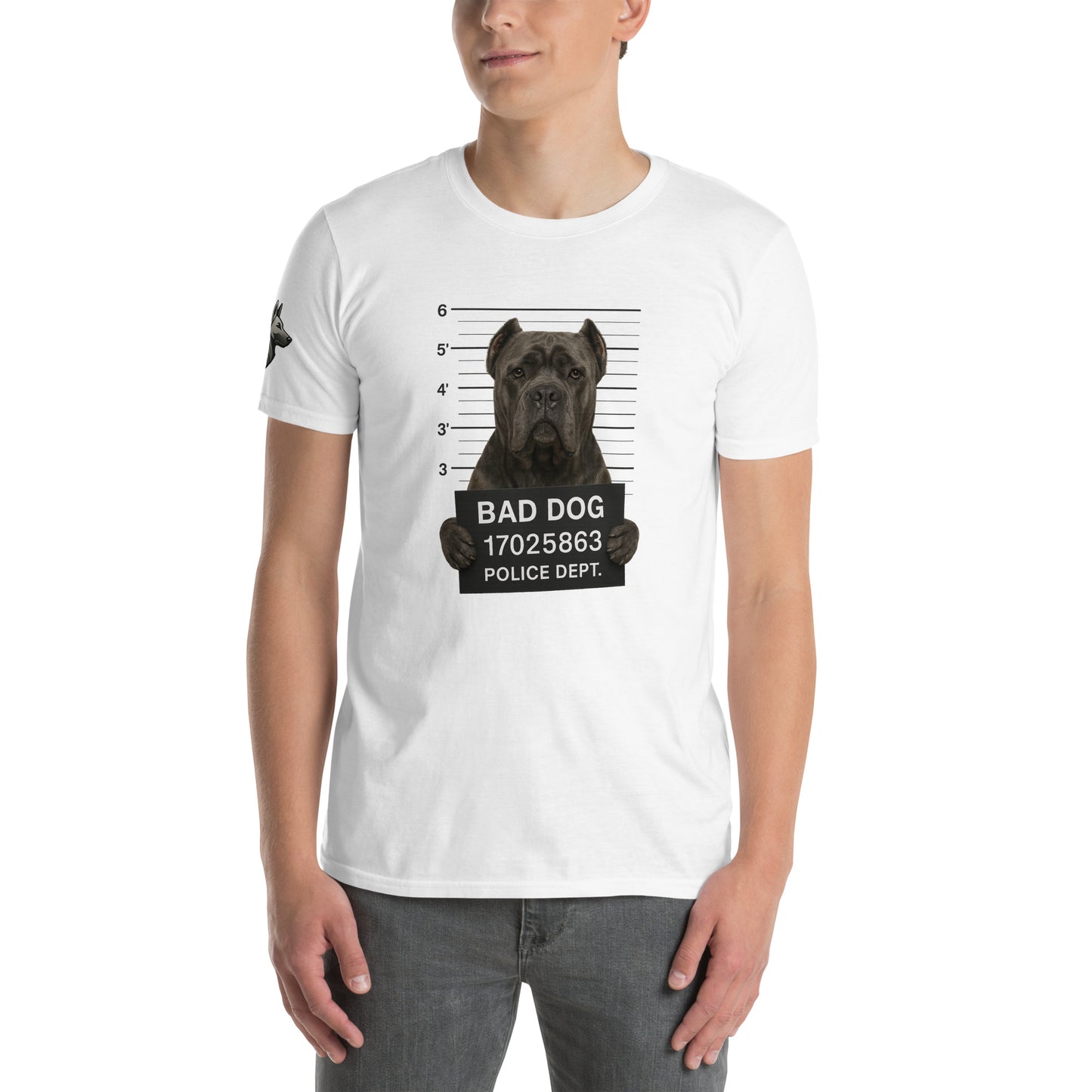 T-shirt Unisexe adulte à Manches Courtes blanc Bad Dog Cane Corso