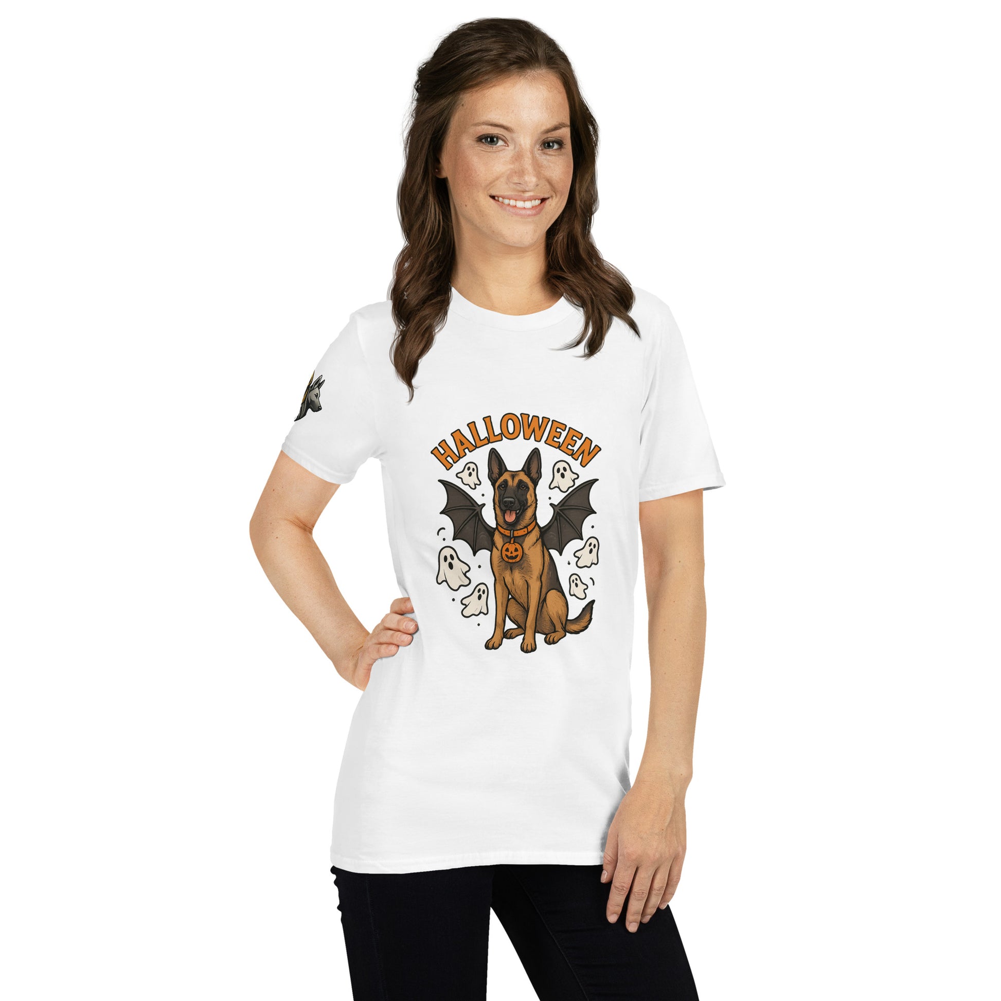 T-shirt Unisexe adulte blanc Malinois Halloween