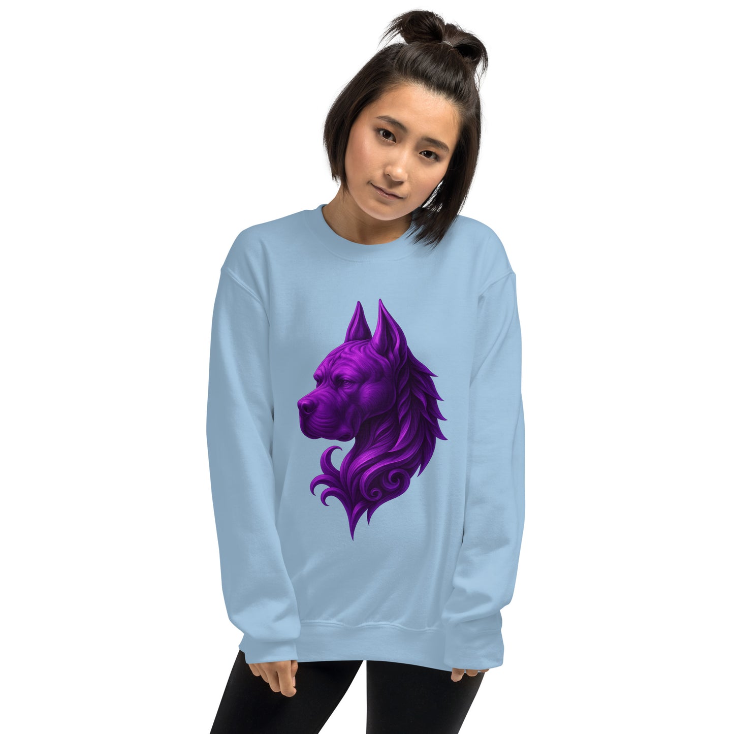 Sweat Unisexe adulte à Col Rond bleu tête majestueuse Cane Corso