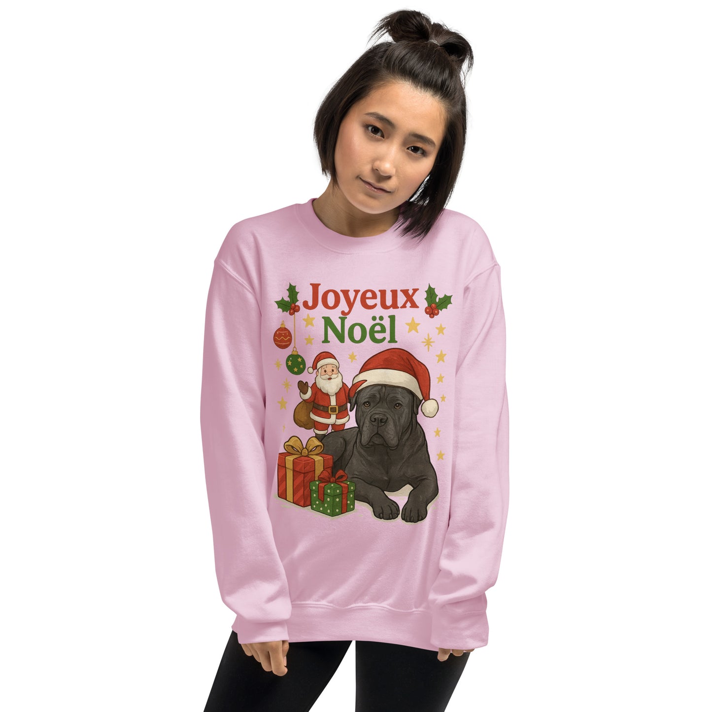 Sweat adulte Unisexe à Col Rond rose Noel Cane Corso