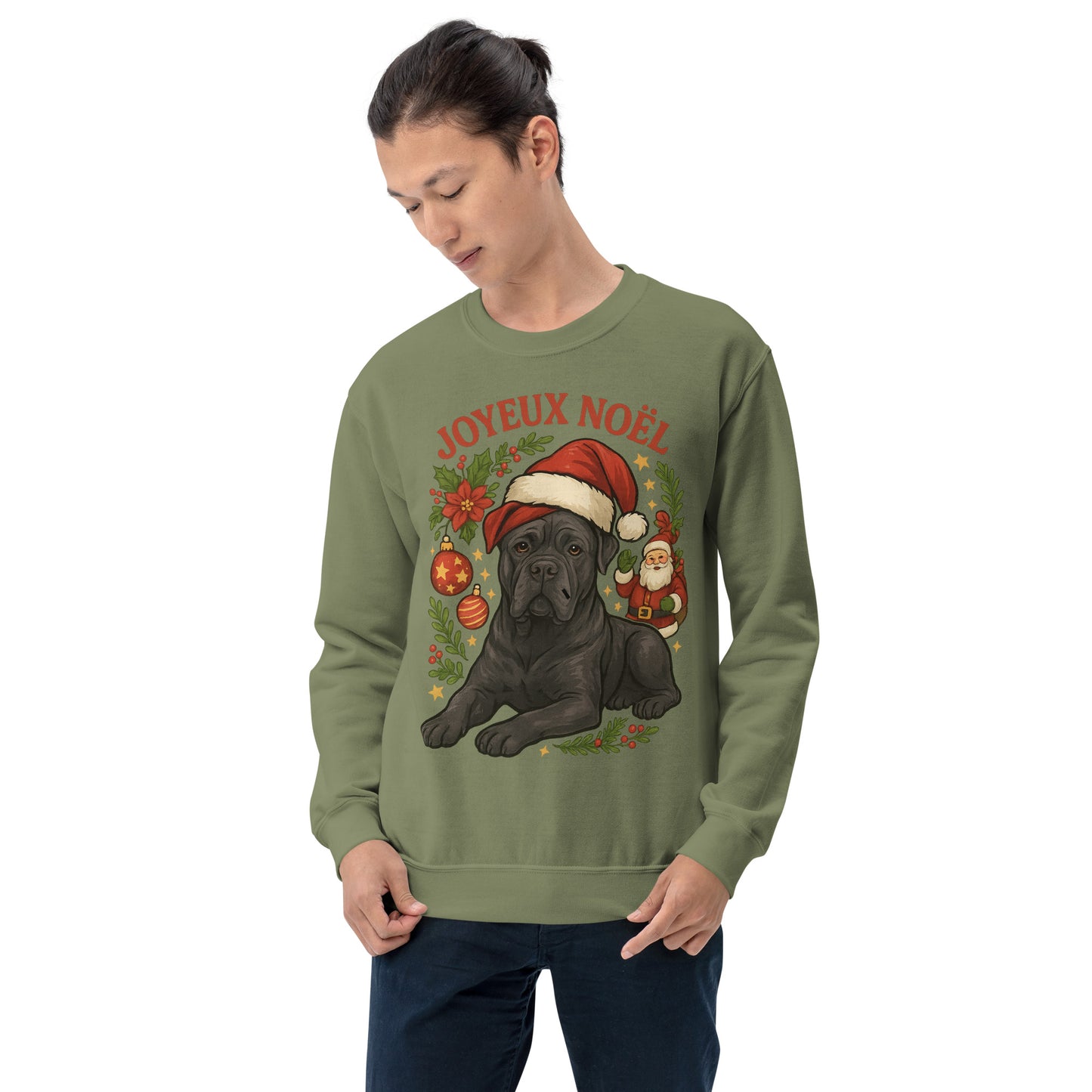 Sweat adulte Unisexe à Col Rond vert Noel Cane Corso