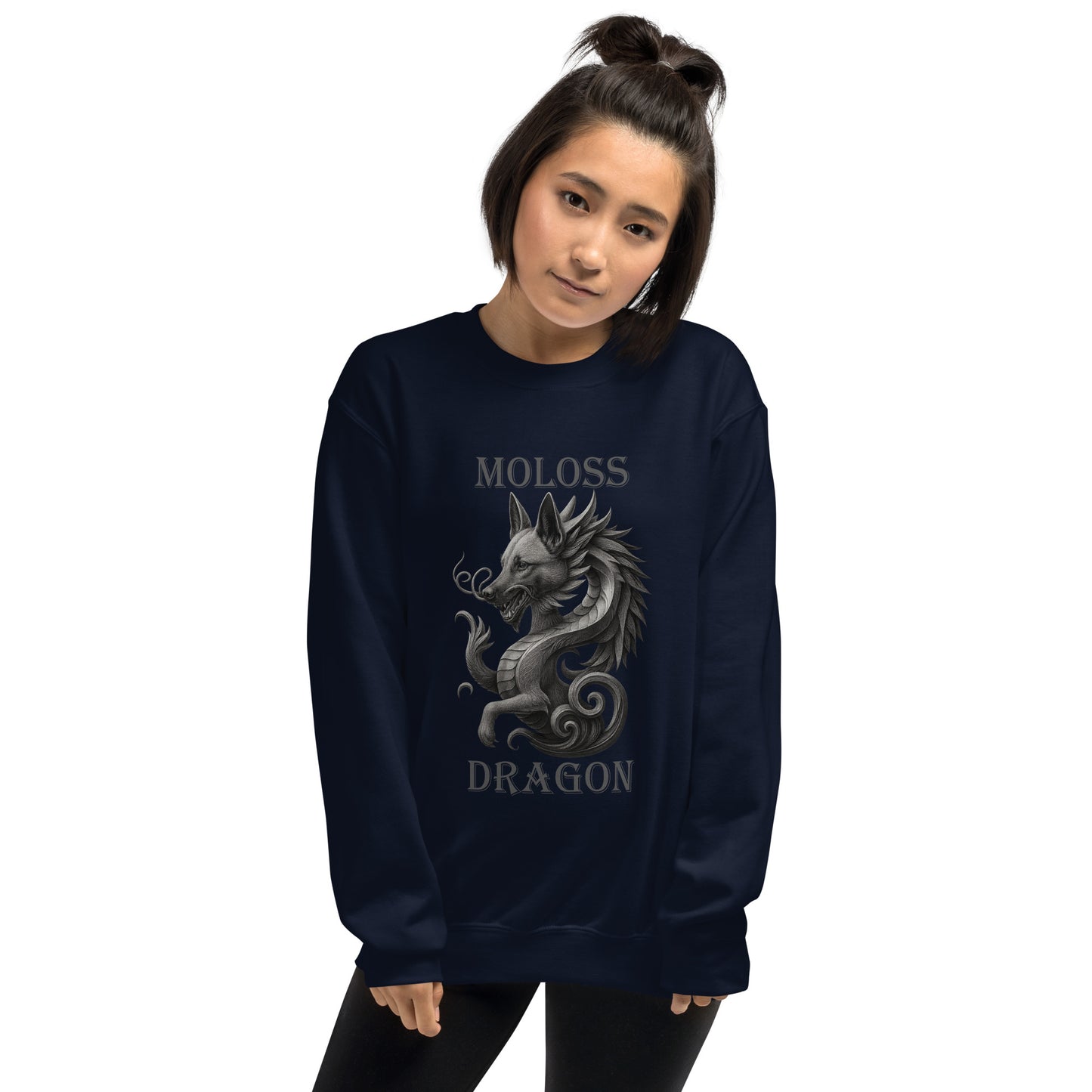 Sweat adulte Unisexe à Col Rond bleu Moloss Dragon Malinois