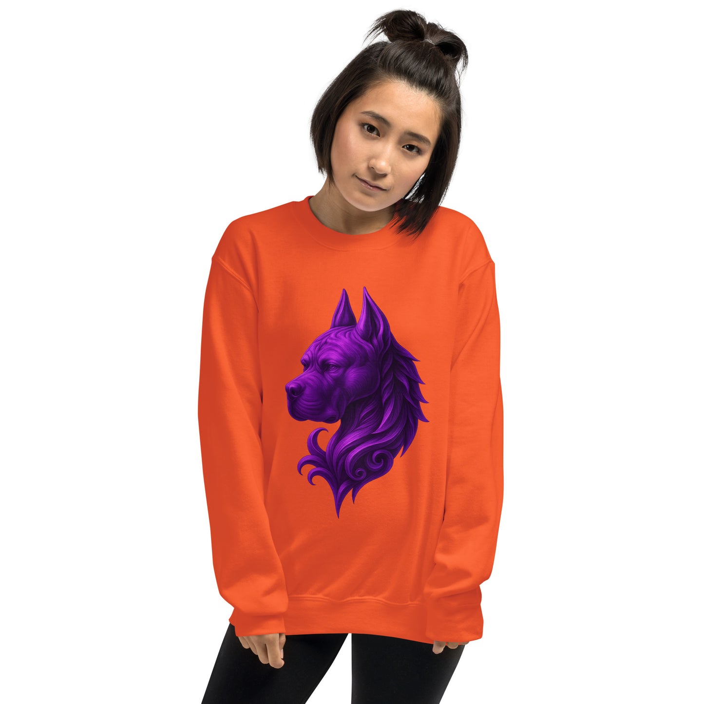 Sweat Unisexe adulte à Col Rond orange tête majestueuse Cane Corso